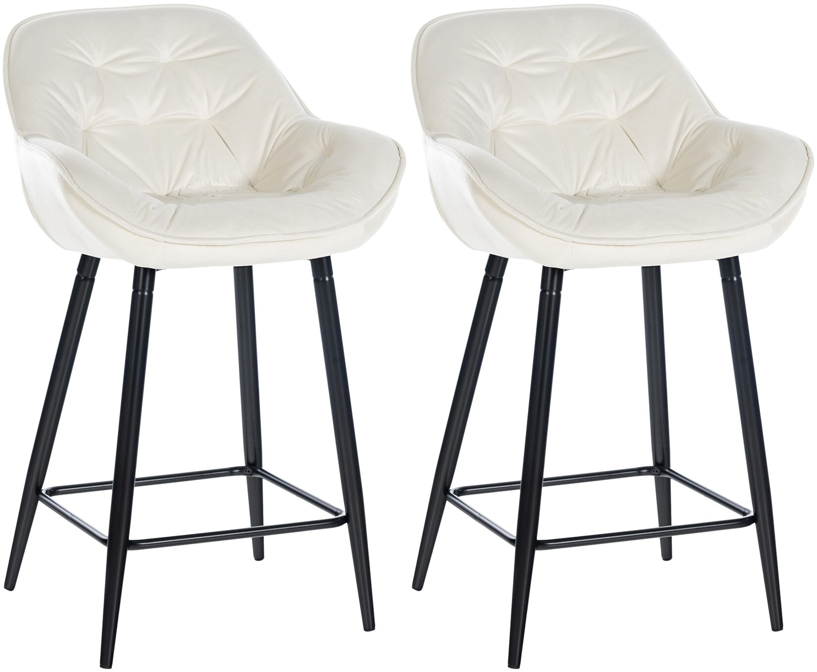 CLP 2er Set Barhocker Gibson Samt I Sitzhöhe 76 cm I Tresenstühle Mit Fußstütze