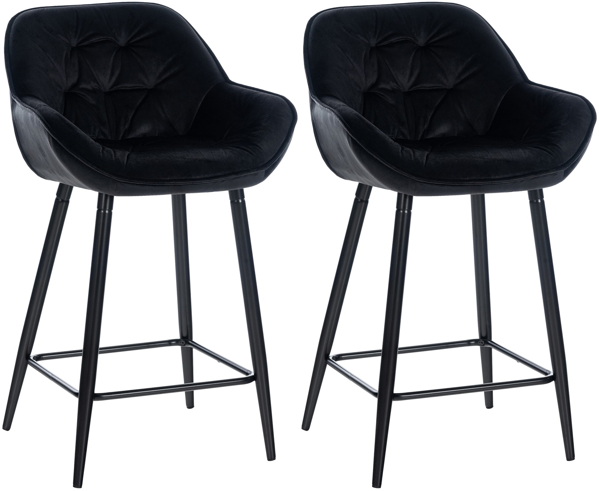 CLP 2er Set Barhocker Gibson Samt I Sitzh&ouml;he 76 cm I Tresenst&uuml;hle Mit Fu&szlig;st&uuml;tze - Bild 1