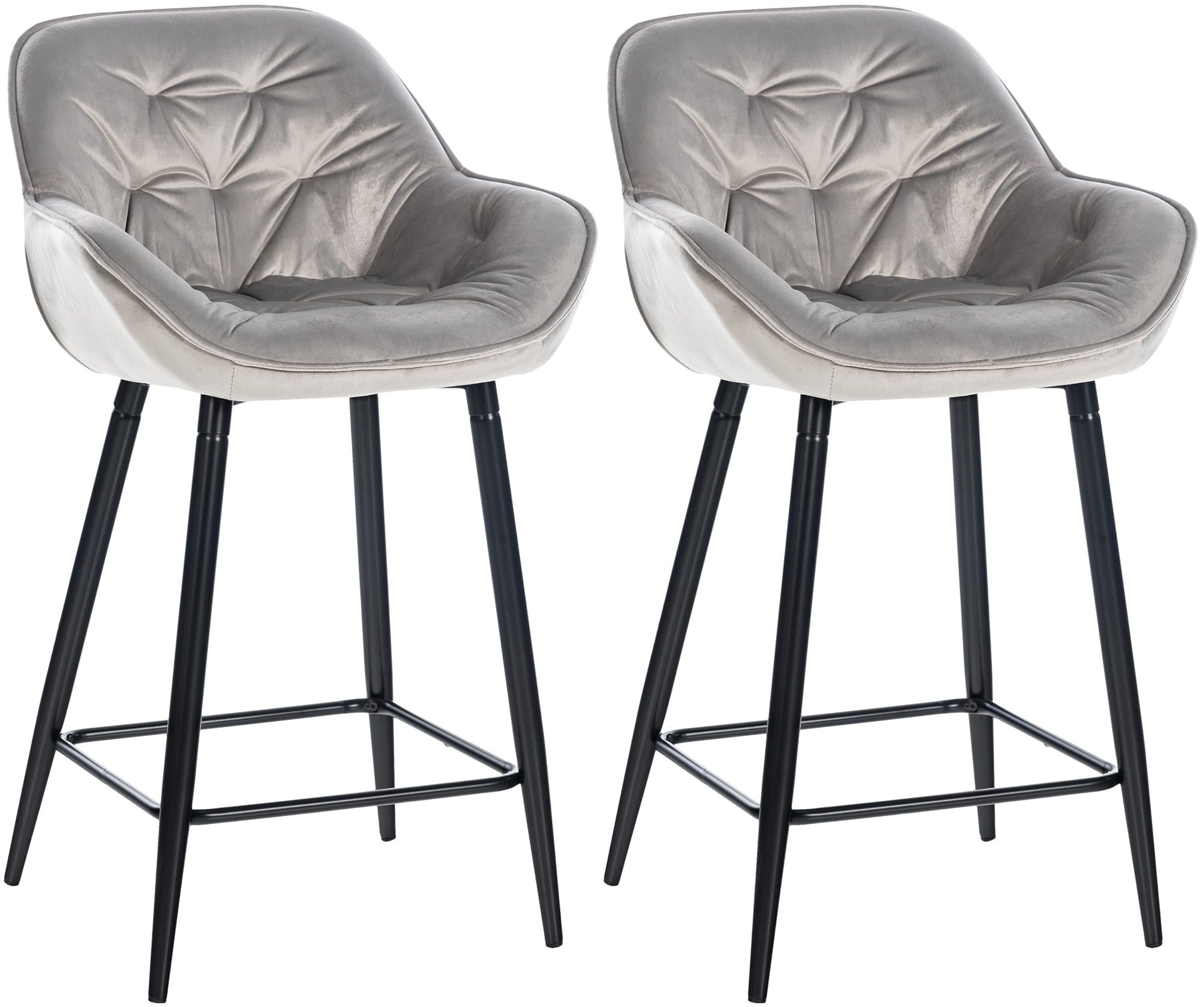 CLP 2er Set Barhocker Gibson Samt I Sitzh&ouml;he 76 cm I Tresenst&uuml;hle Mit Fu&szlig;st&uuml;tze - Bild 1