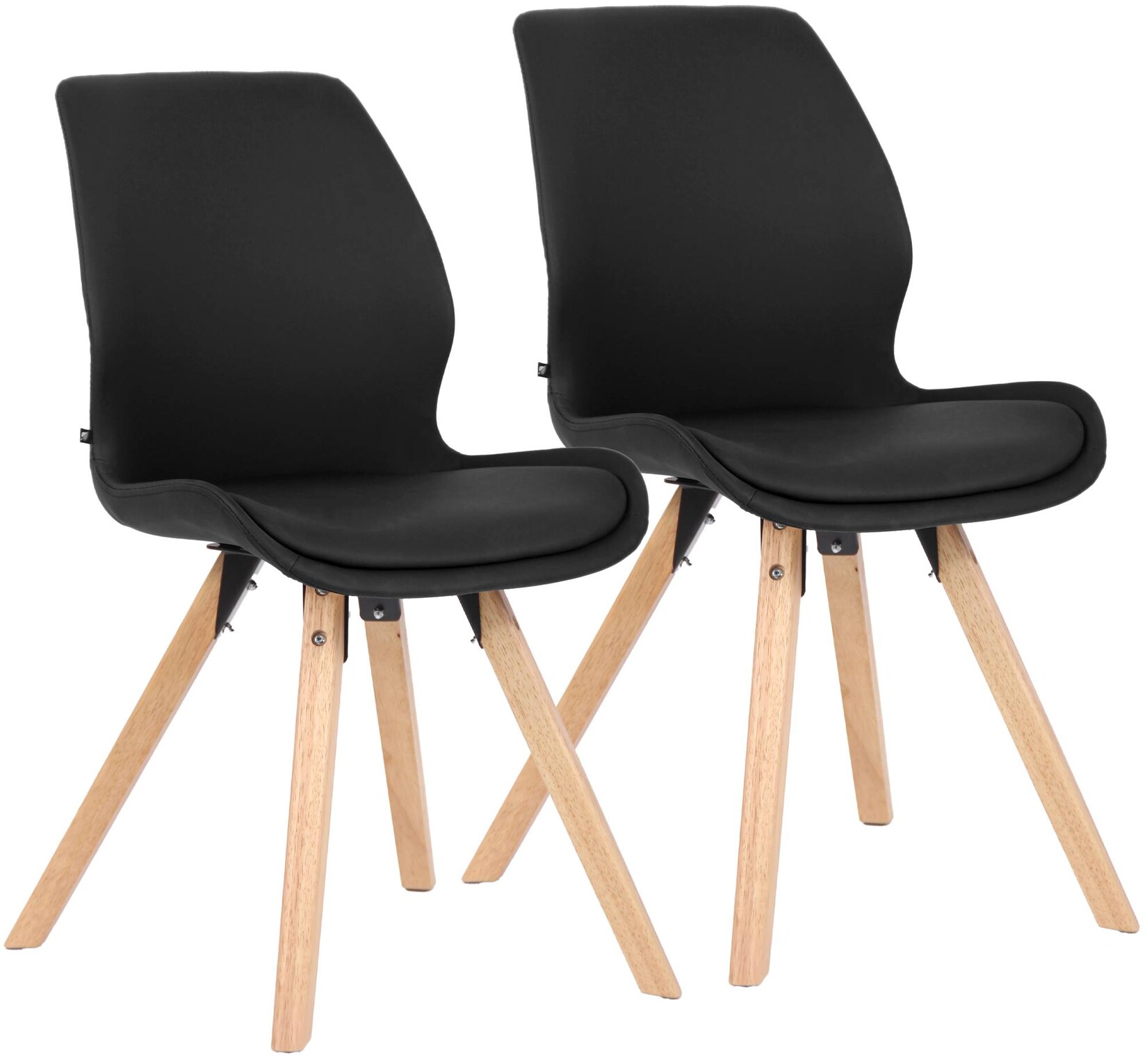 CLP 2er Set Stuhl Luna Kunststoff I Stoff I Samt I Kunstleder I Lehnstuhl mit Holzgestell | 04251756491321