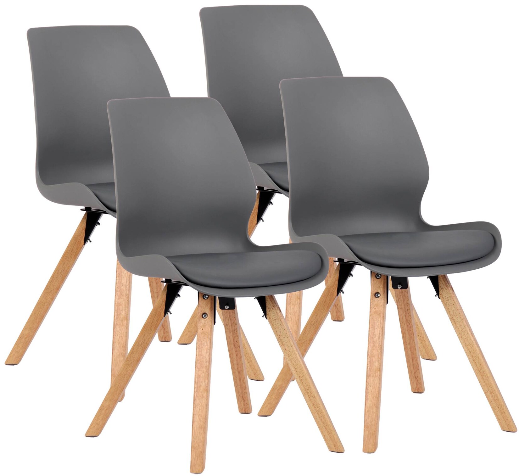 CLP 4er Set Stuhl Luna Kunststoff I Stoff I Samt I Kunstleder I Lehnstuhl mit Holzgestell | 04251756491567