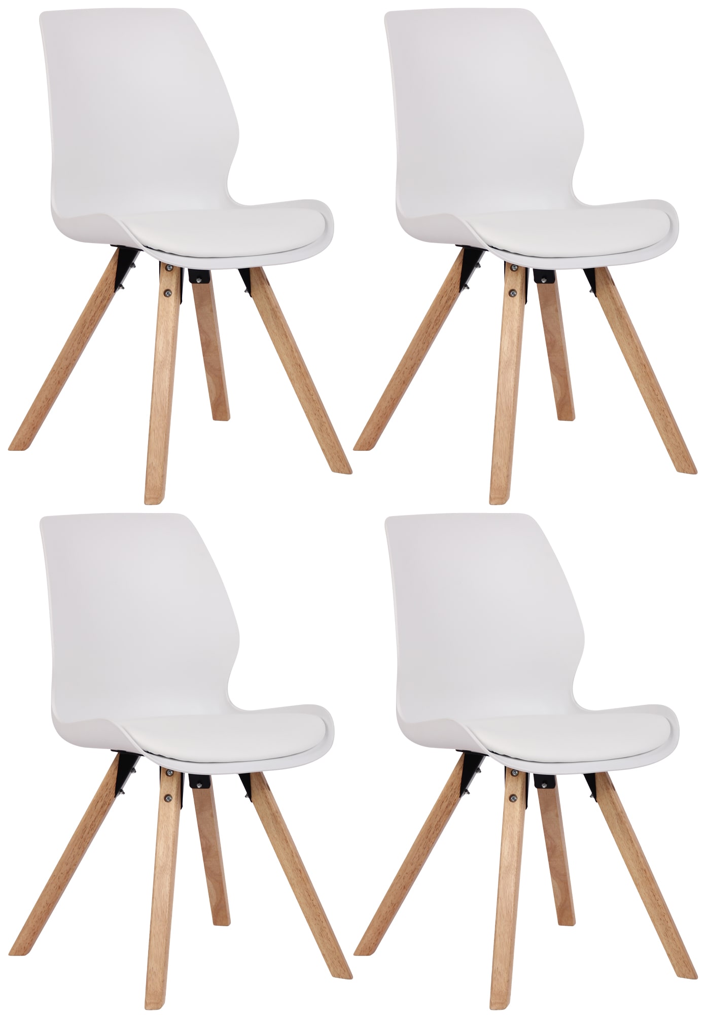 CLP 4er Set Stuhl Luna Kunststoff I Stoff I Samt I Kunstleder I Lehnstuhl mit Holzgestell - Bild 1