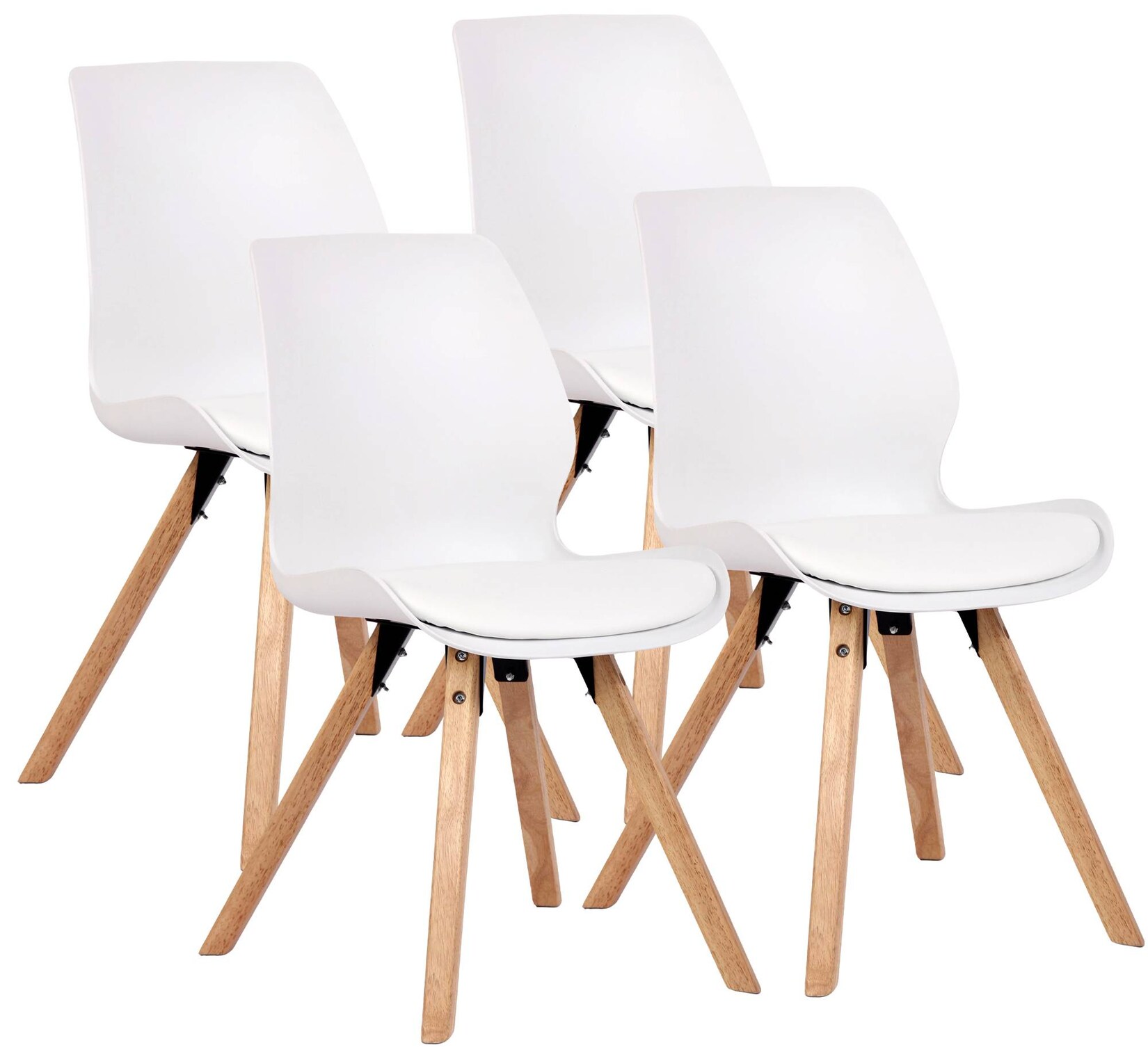CLP Esszimmerstuhl 4er Set gepolstert Luna, moderner Polsterstuhl mit Rückenlehne, stabil bis 136 kg, Küchenstuhl für Esszimmer und Wohnzimmer
