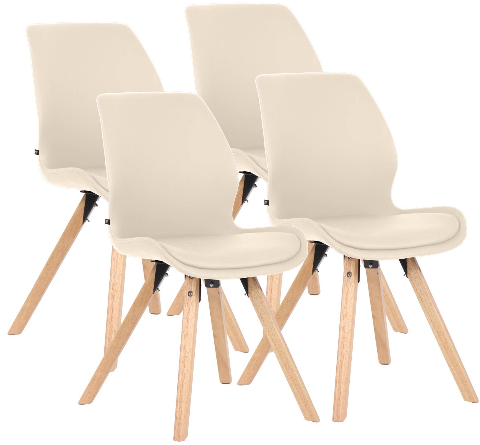 CLP Esszimmerstuhl 4er Set gepolstert Luna, moderner Polsterstuhl mit Rückenlehne, stabil bis 136 kg, Küchenstuhl für Esszimmer und Wohnzimmer