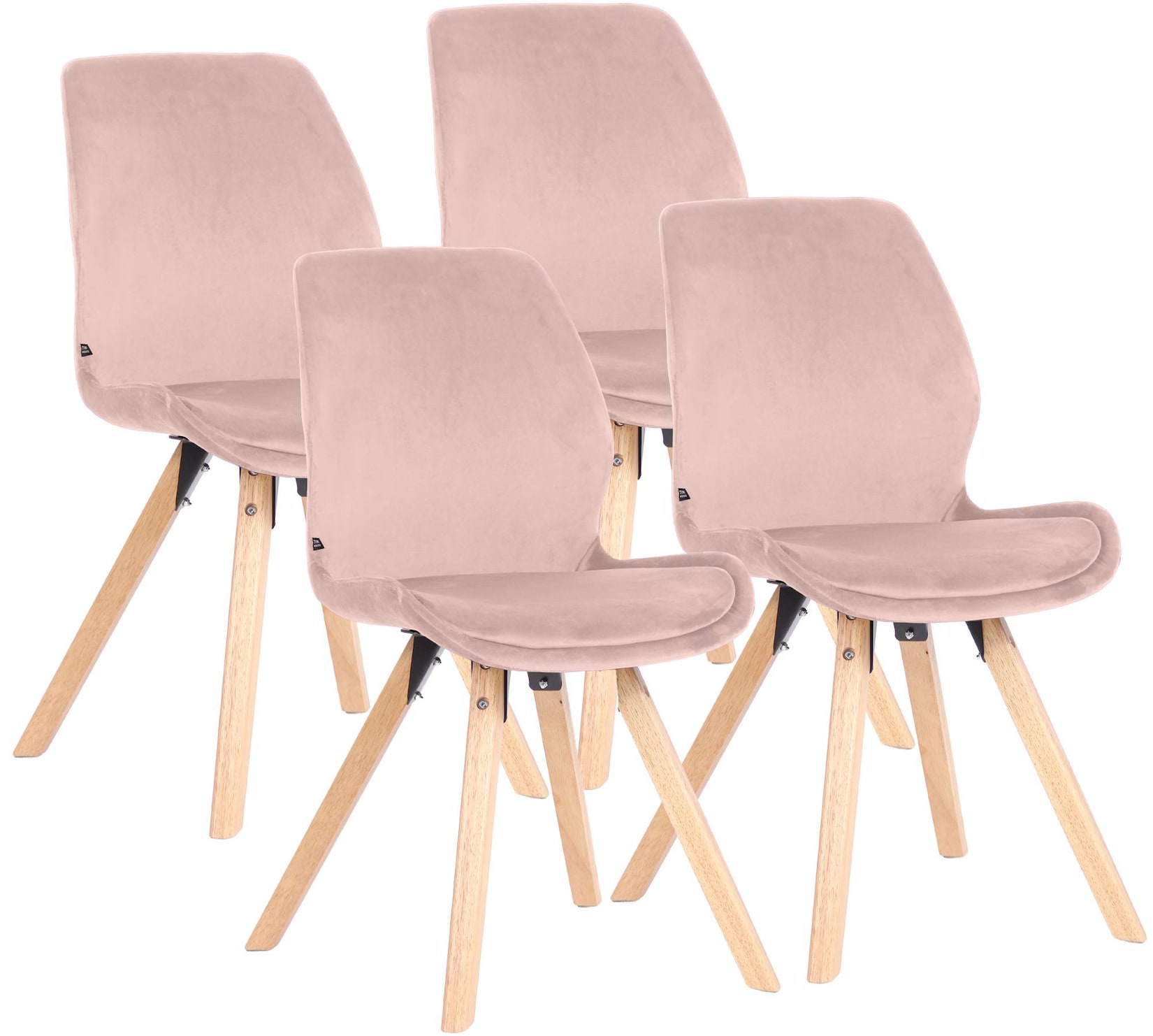 CLP Esszimmerstuhl 4er Set gepolstert Luna, moderner Polsterstuhl mit Rückenlehne, stabil bis 136 kg, Küchenstuhl für Esszimmer und Wohnzimmer