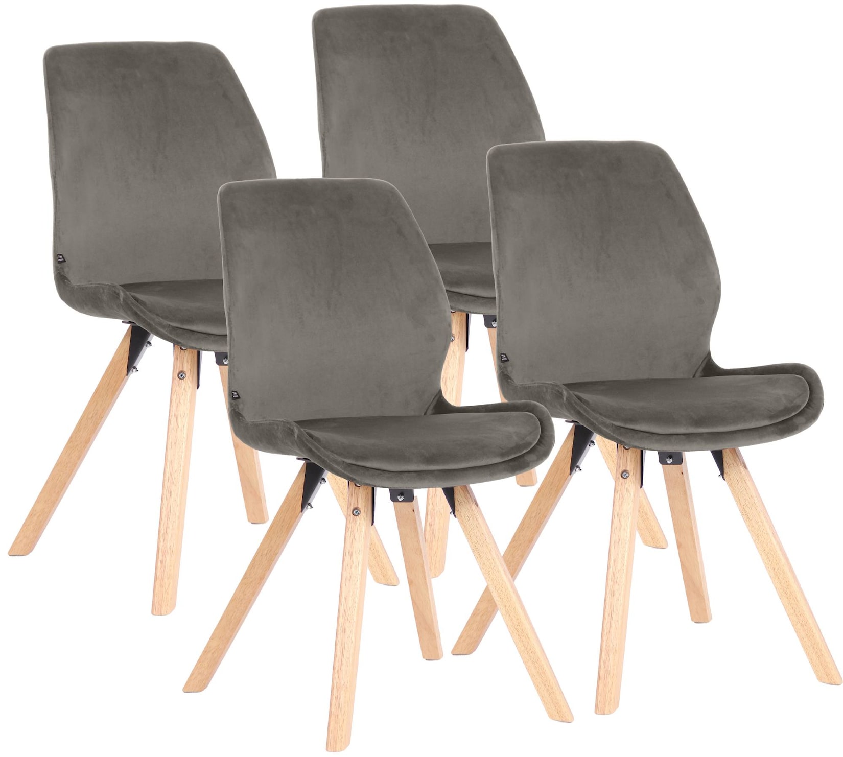 CLP Esszimmerstuhl 4er Set gepolstert Luna, moderner Polsterstuhl mit Rückenlehne, stabil bis 136 kg, Küchenstuhl für Esszimmer und Wohnzimmer