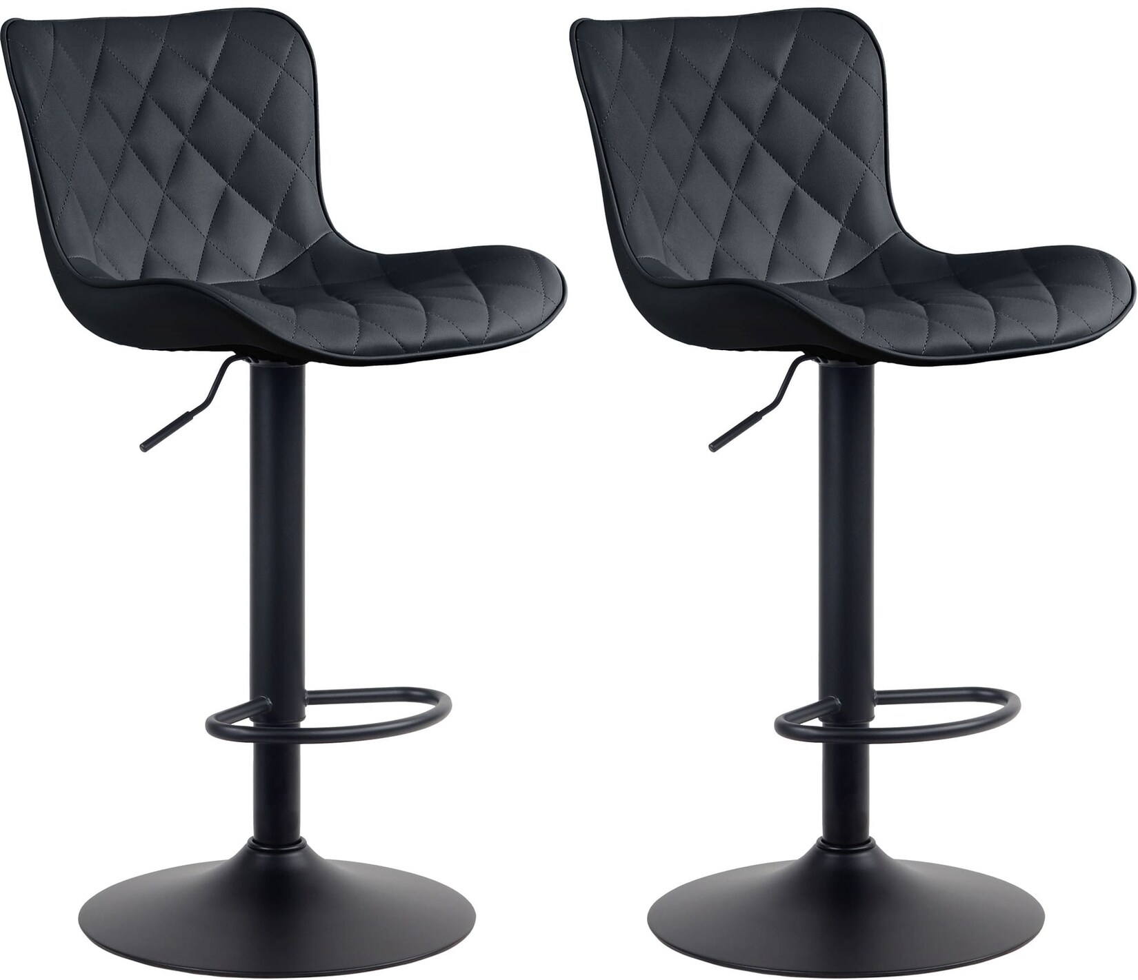 CLP 2er Set Barhocker Emma - Höhenverstellbare Barstühle - 360° Drehstühle Mit Rückenlehne Für Küche Und Bistro