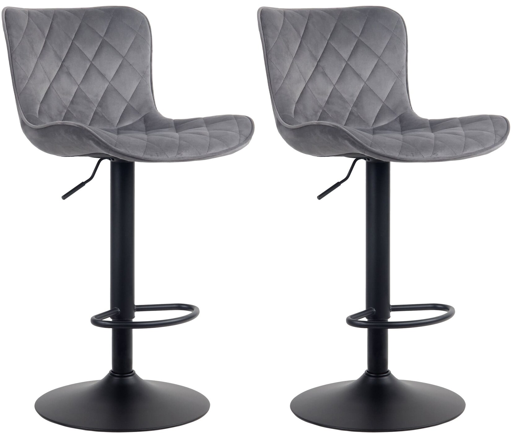 CLP 2er Set Barhocker Emma - Höhenverstellbare Barstühle - 360° Drehstühle Mit Rückenlehne Für Küche Und Bistro