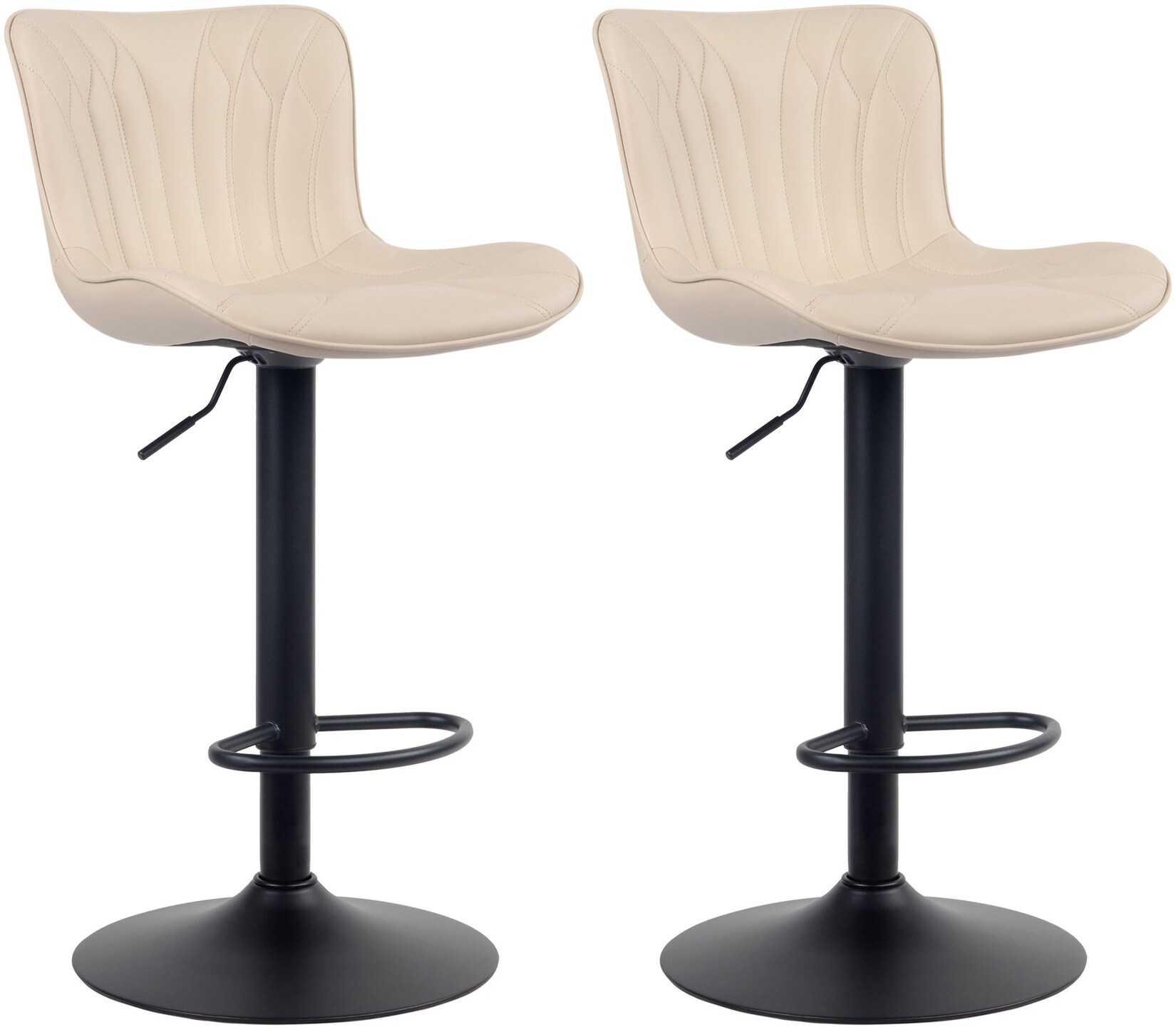 CLP 2er Set Barhocker Linus - Höhenverstellbare Barstühle - 360° Drehstühle Mit Rückenlehne Für Küche Und Bistro
