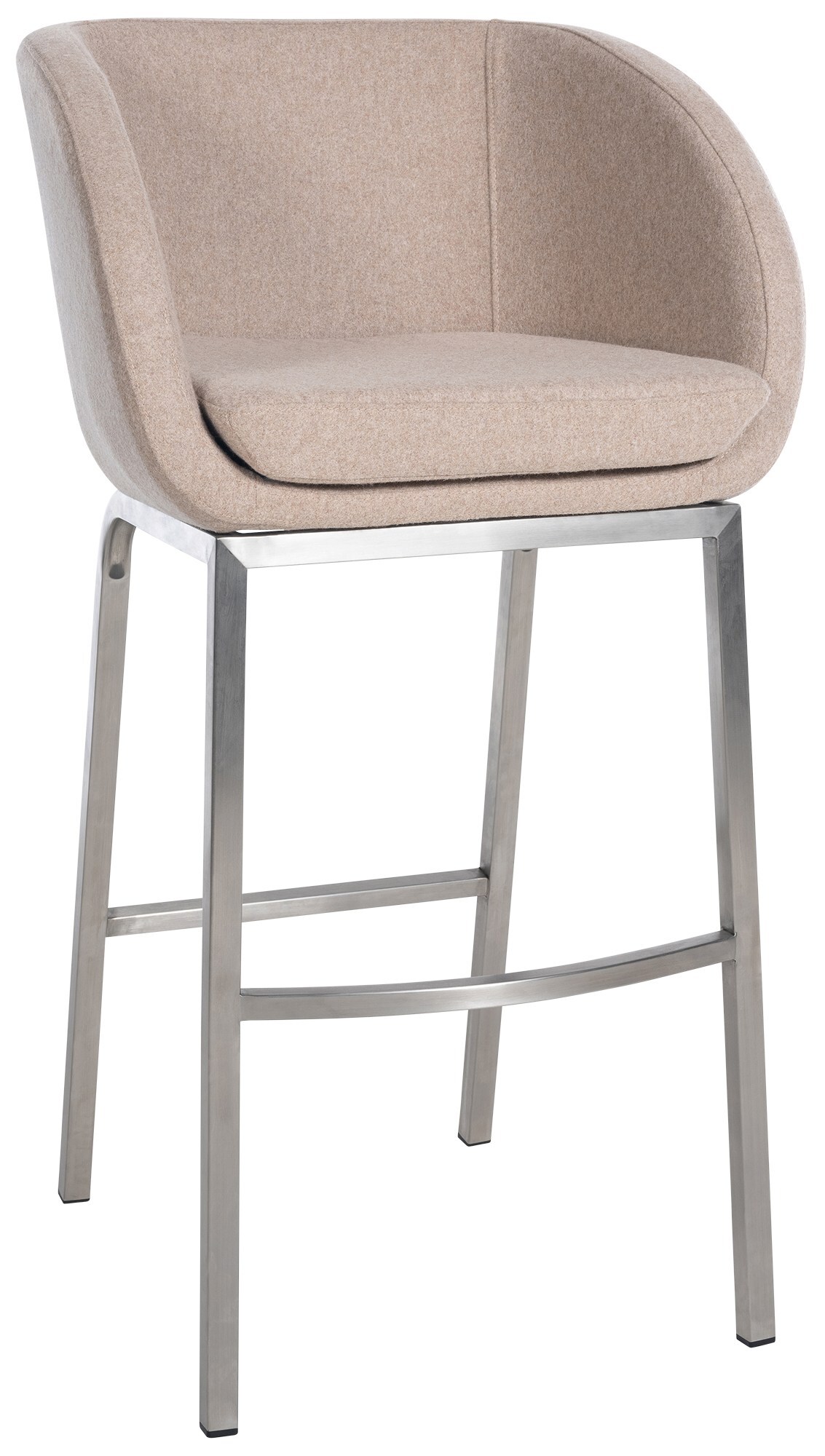 CLP Barhocker Rockhill Filz I Edelstahl Vierfu&szlig;gestell Mit Fu&szlig;st&uuml;tze Und Filzbezug I Belastbar Bis 150 KG - Bild 1