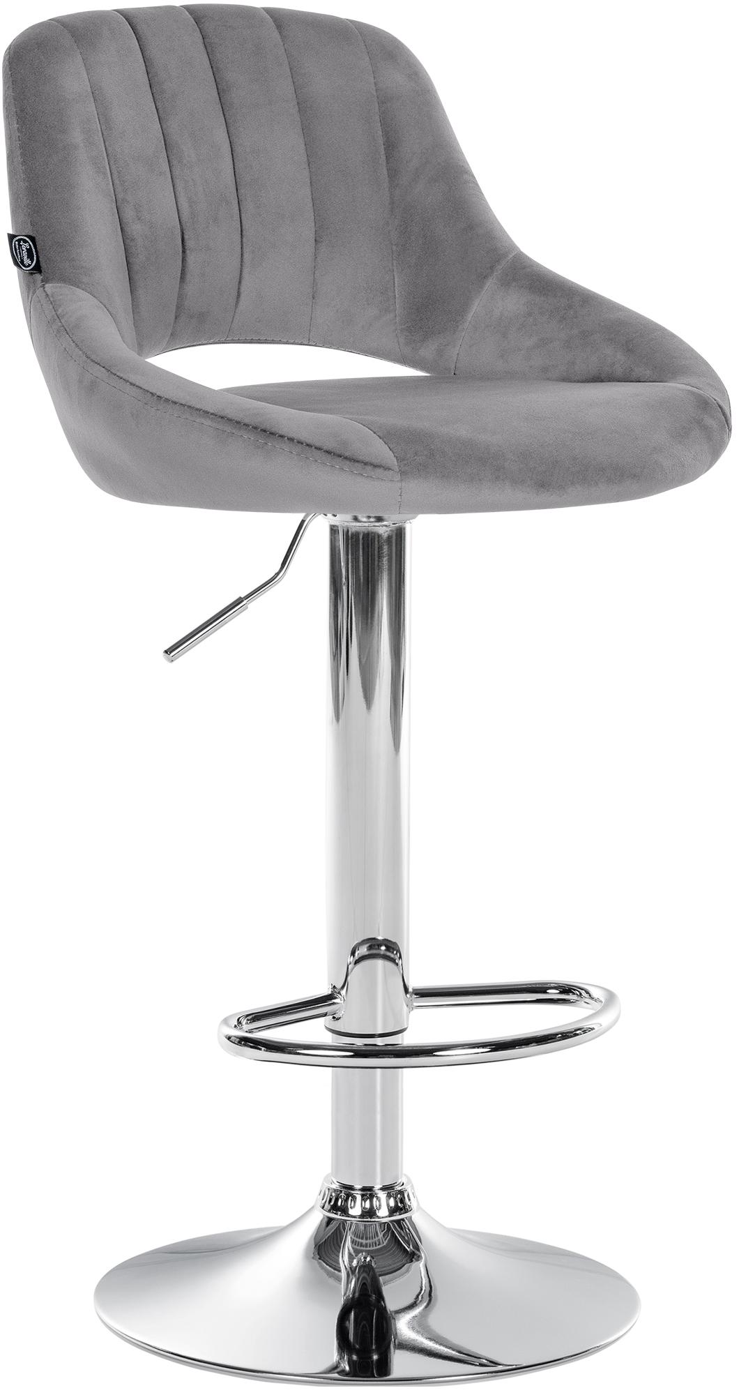CLP Barhocker h&ouml;henverstellbar mit Lehne Milet, Barstuhl gepolstert Samtbezug, Tresenstuhl mit Metallgestell drehbar - Bild 1
