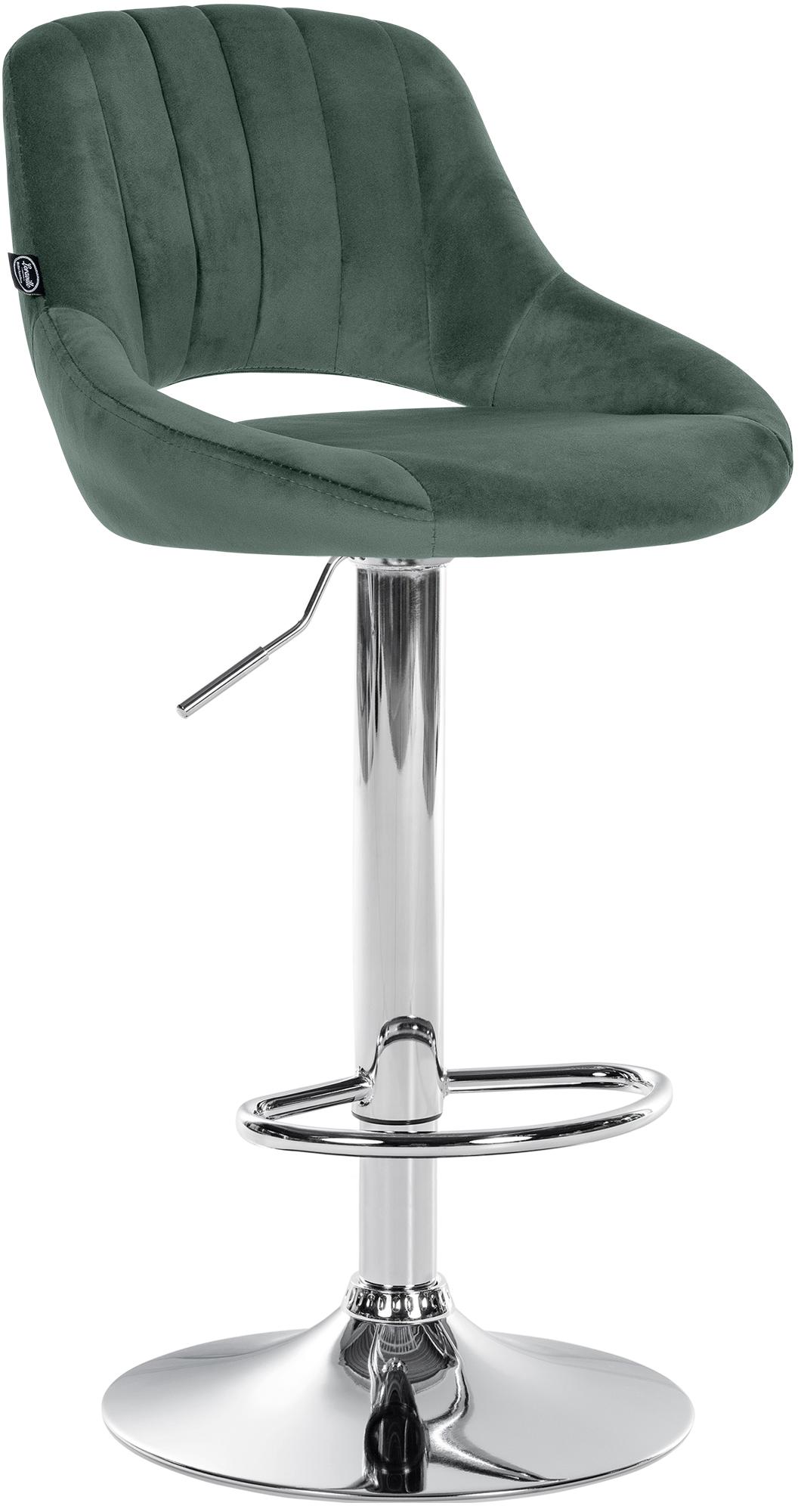 CLP Barhocker h&ouml;henverstellbar mit Lehne Milet, Barstuhl gepolstert Samtbezug, Tresenstuhl mit Metallgestell drehbar - Bild 1