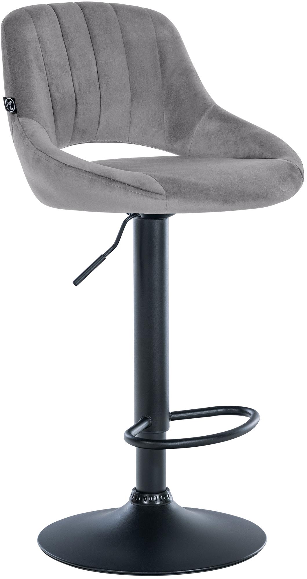 CLP Barhocker h&ouml;henverstellbar mit Lehne Milet, Barstuhl gepolstert Samtbezug, Tresenstuhl mit Metallgestell drehbar - Bild 1