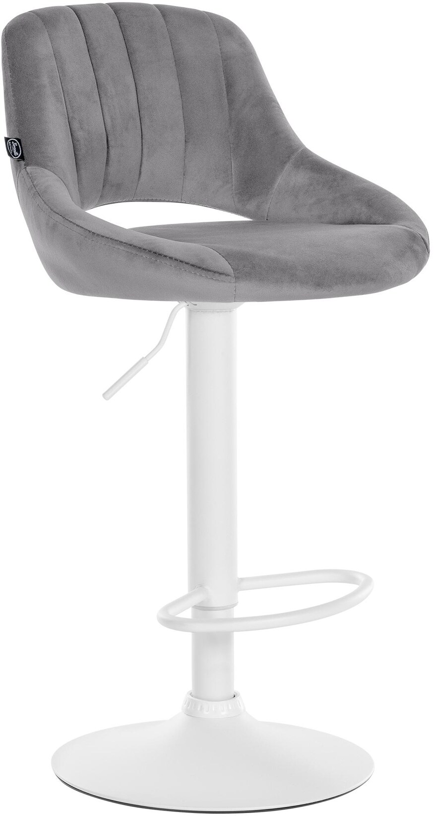 CLP Barhocker höhenverstellbar mit Lehne Milet, Barstuhl gepolstert Samtbezug, Tresenstuhl mit Metallgestell drehbar
