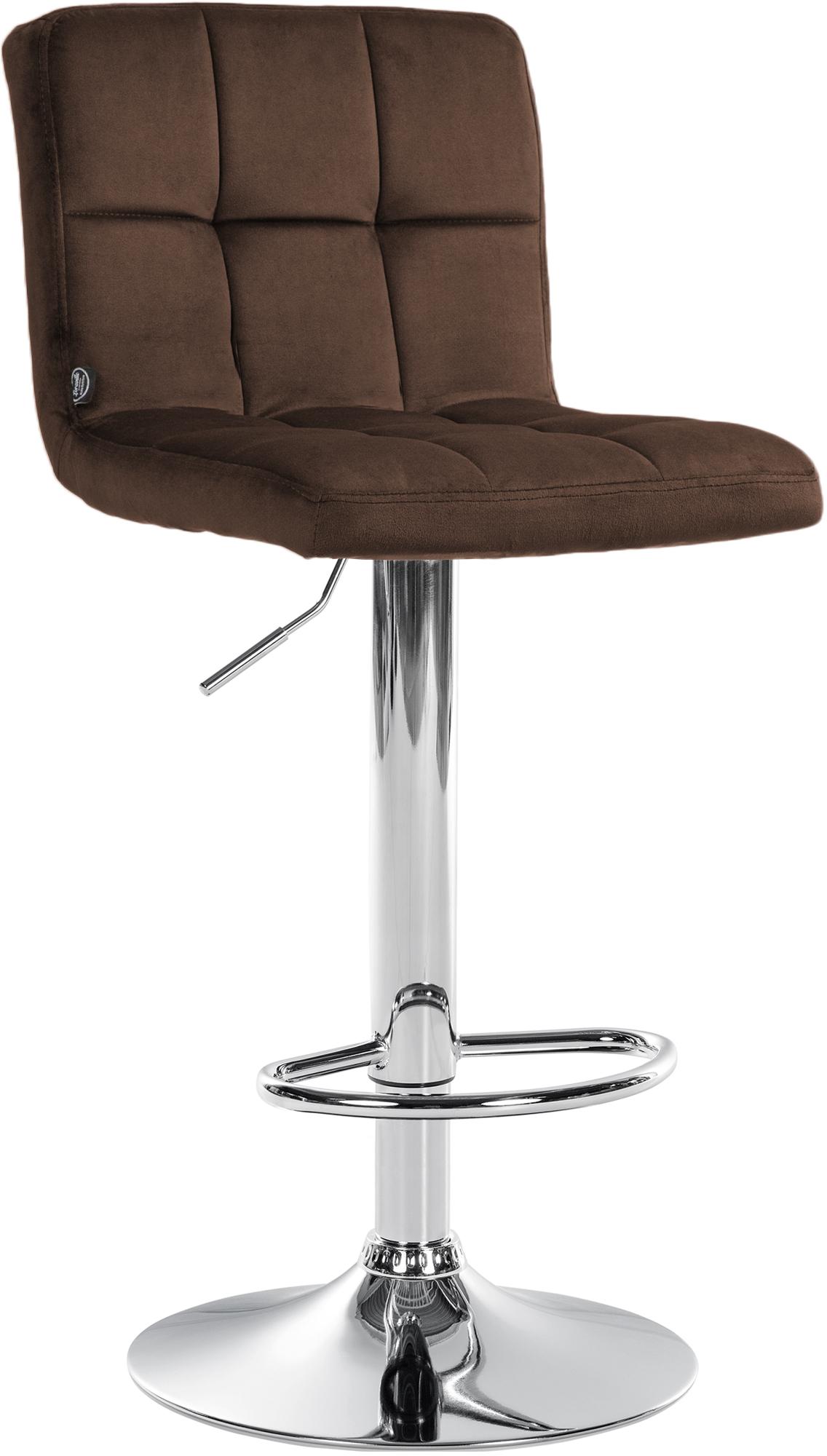 CLP Barhocker h&ouml;henverstellbar mit Lehne Peru, Barstuhl gepolstert Samtbezug, Tresenstuhl mit Metallgestell drehbar - Bild 1
