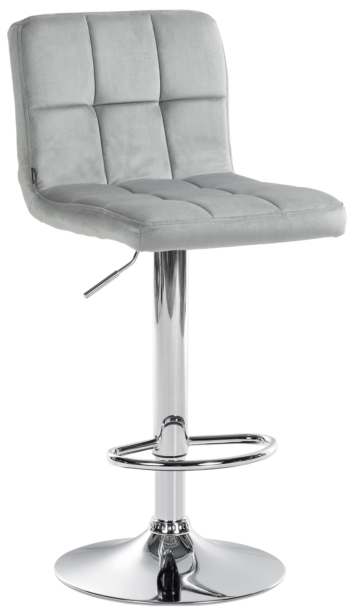 CLP Design Barhocker Peru Samt I H&ouml;henverstellbarer Drehstuhl Mit Gestepptem Polster I Komfort Thekenhocker Mit Fu&szlig;st&uuml;tze Und Metallgestell - Bild 1