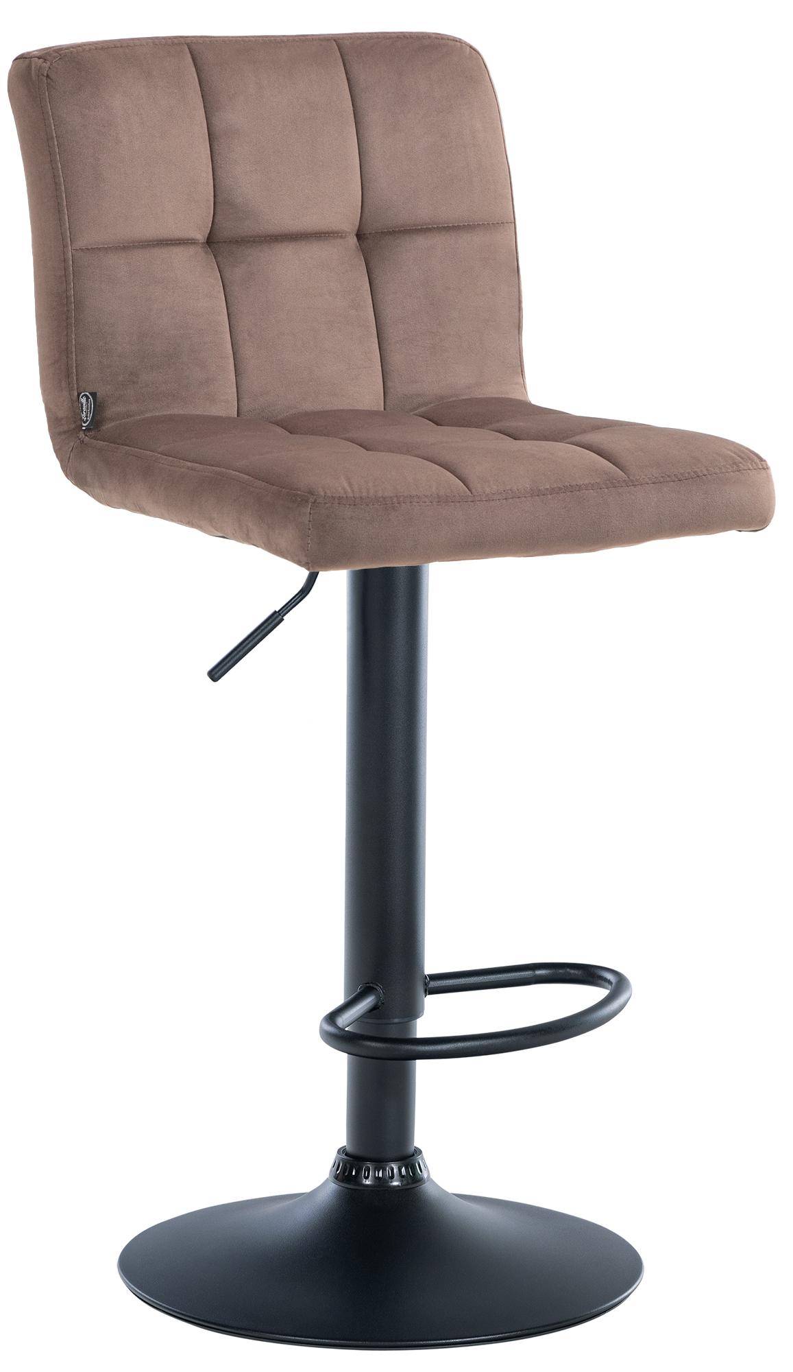CLP Design Barhocker Peru Samt I H&ouml;henverstellbarer Drehstuhl Mit Gestepptem Polster I Komfort Thekenhocker Mit Fu&szlig;st&uuml;tze Und Metallgestell - Bild 1