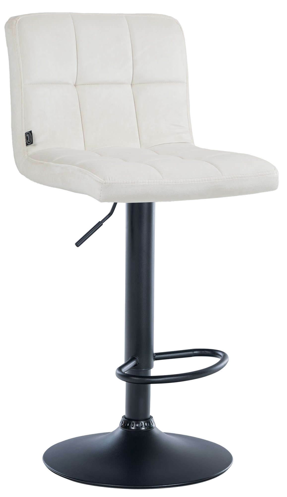 CLP Design Barhocker Peru Samt I H&ouml;henverstellbarer Drehstuhl Mit Gestepptem Polster I Komfort Thekenhocker Mit Fu&szlig;st&uuml;tze Und Metallgestell - Bild 1