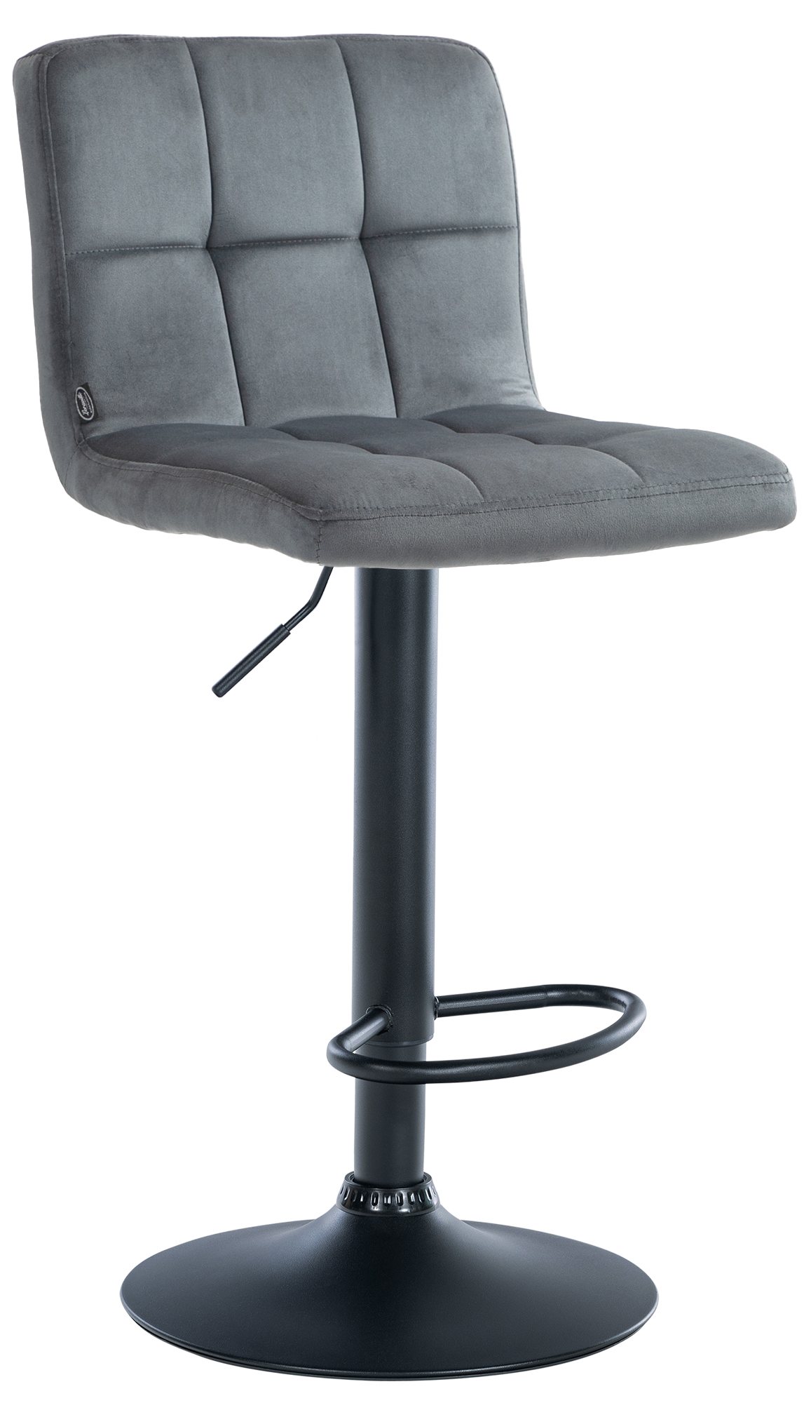 CLP Design Barhocker Peru Samt I H&ouml;henverstellbarer Drehstuhl Mit Gestepptem Polster I Komfort Thekenhocker Mit Fu&szlig;st&uuml;tze Und Metallgestell - Bild 1
