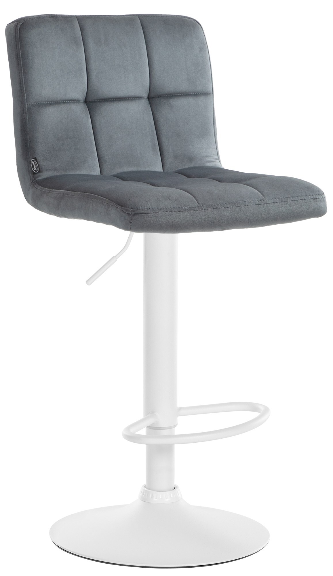 CLP Design Barhocker Peru Samt I H&ouml;henverstellbarer Drehstuhl Mit Gestepptem Polster I Komfort Thekenhocker Mit Fu&szlig;st&uuml;tze Und Metallgestell - Bild 1