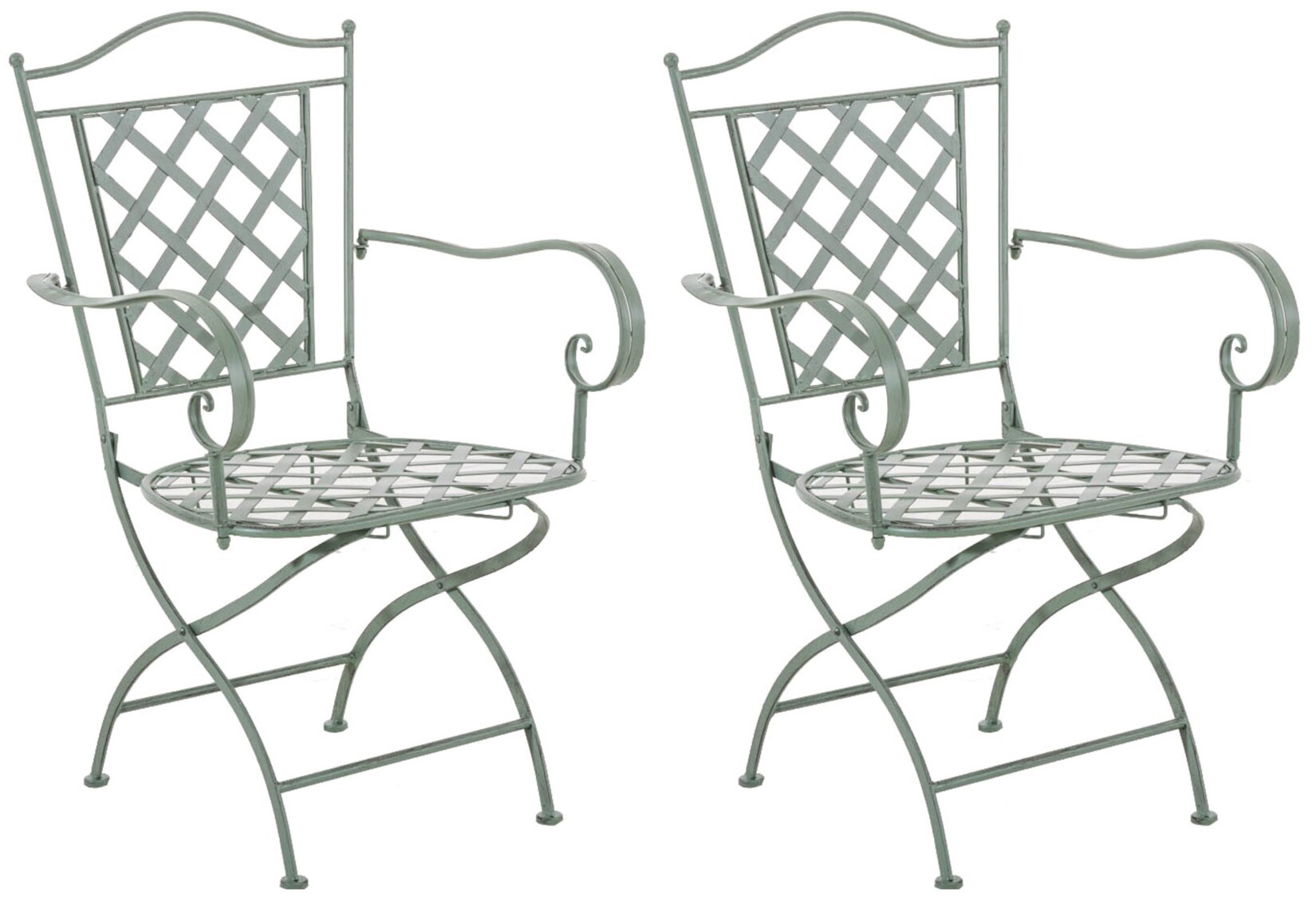 2er Set Eisenstühle Adara im Jugendstil I Outdoor-Stühle mit Armlehnen I Handgefertigte Gartenstühle aus Eisen