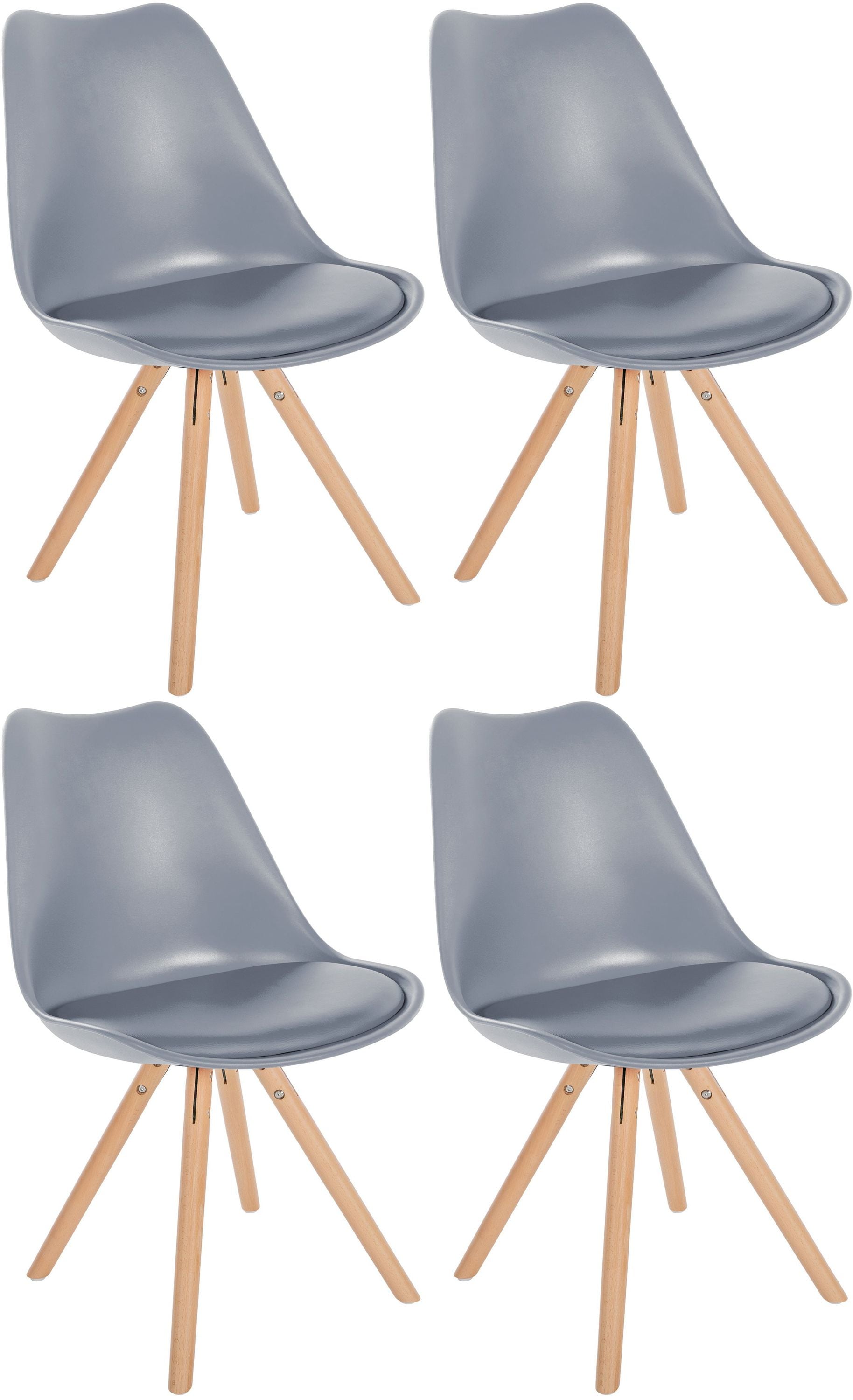 CLP 4er Set St&uuml;hle Sofia Kunststoff I Esszimmerst&uuml;hle Mit Kunstledersitz und Kunststoffschale I Kunststoffst&uuml;hle Mit 4-Fu&szlig; Holzgestell - Bild 1