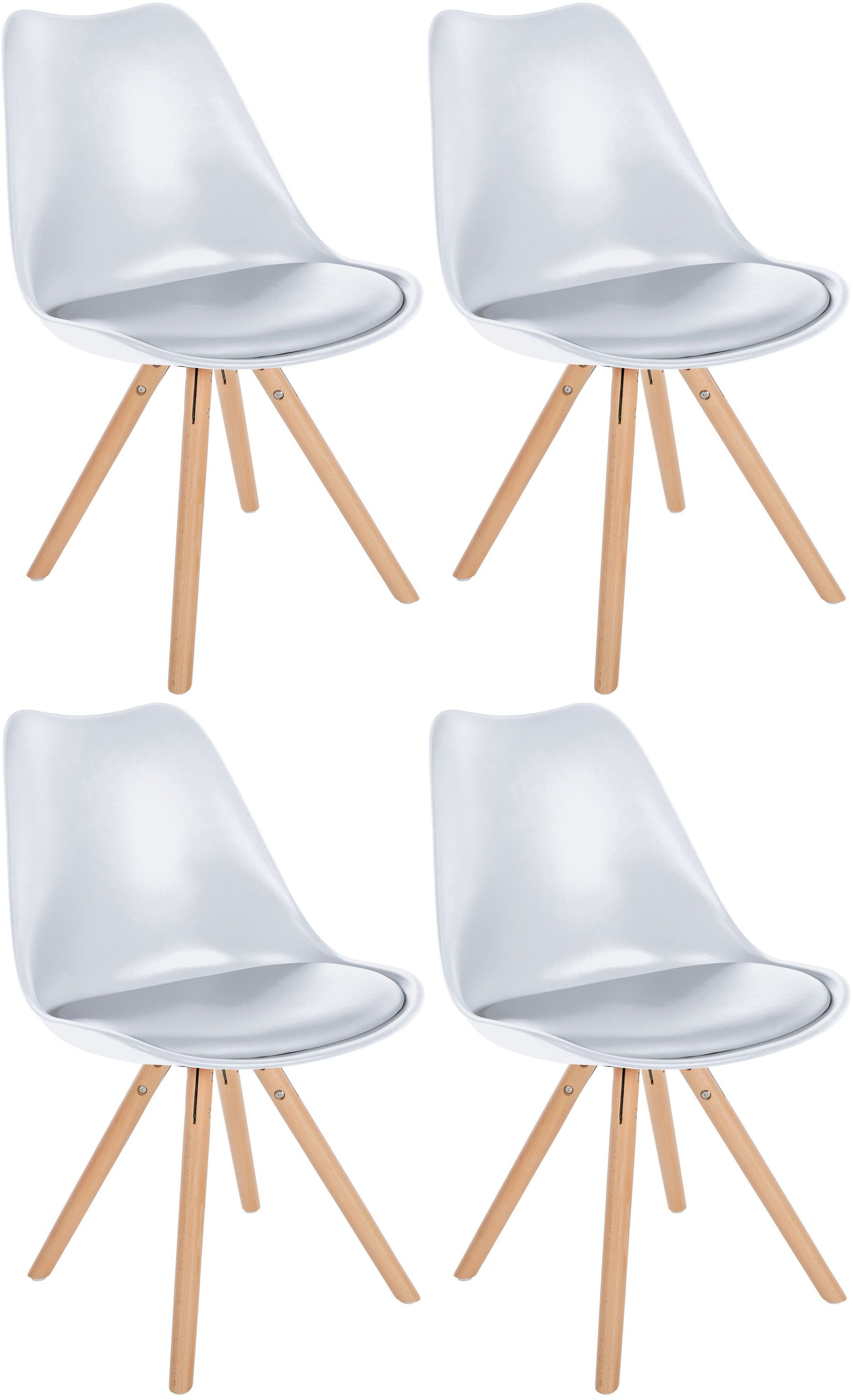 CLP 4er Set St&uuml;hle Sofia Kunststoff I Esszimmerst&uuml;hle Mit Kunstledersitz und Kunststoffschale I Kunststoffst&uuml;hle Mit 4-Fu&szlig; Holzgestell - Bild 1