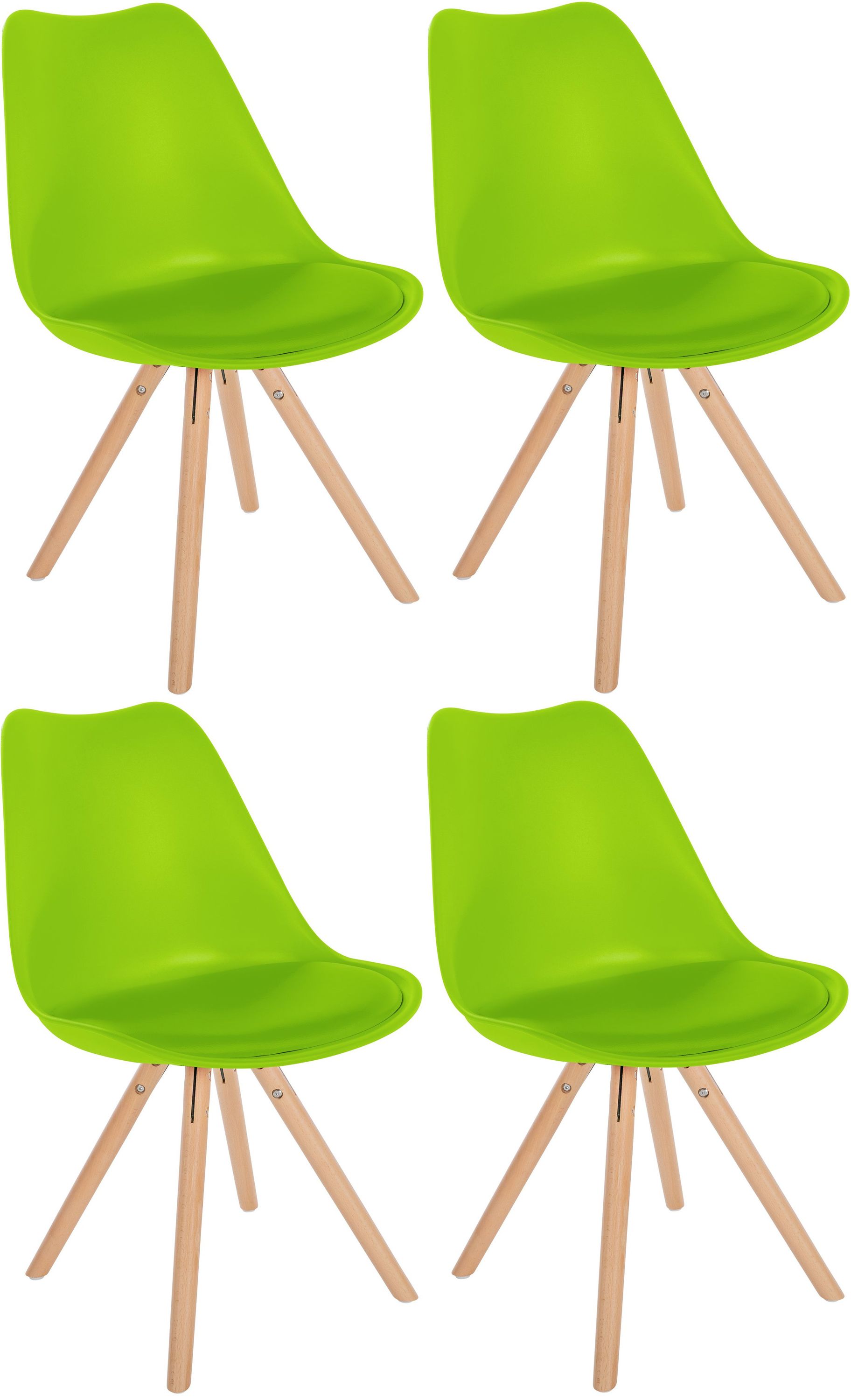 CLP 4er Set St&uuml;hle Sofia Kunststoff I Esszimmerst&uuml;hle Mit Kunstledersitz und Kunststoffschale I Kunststoffst&uuml;hle Mit 4-Fu&szlig; Holzgestell - Bild 1