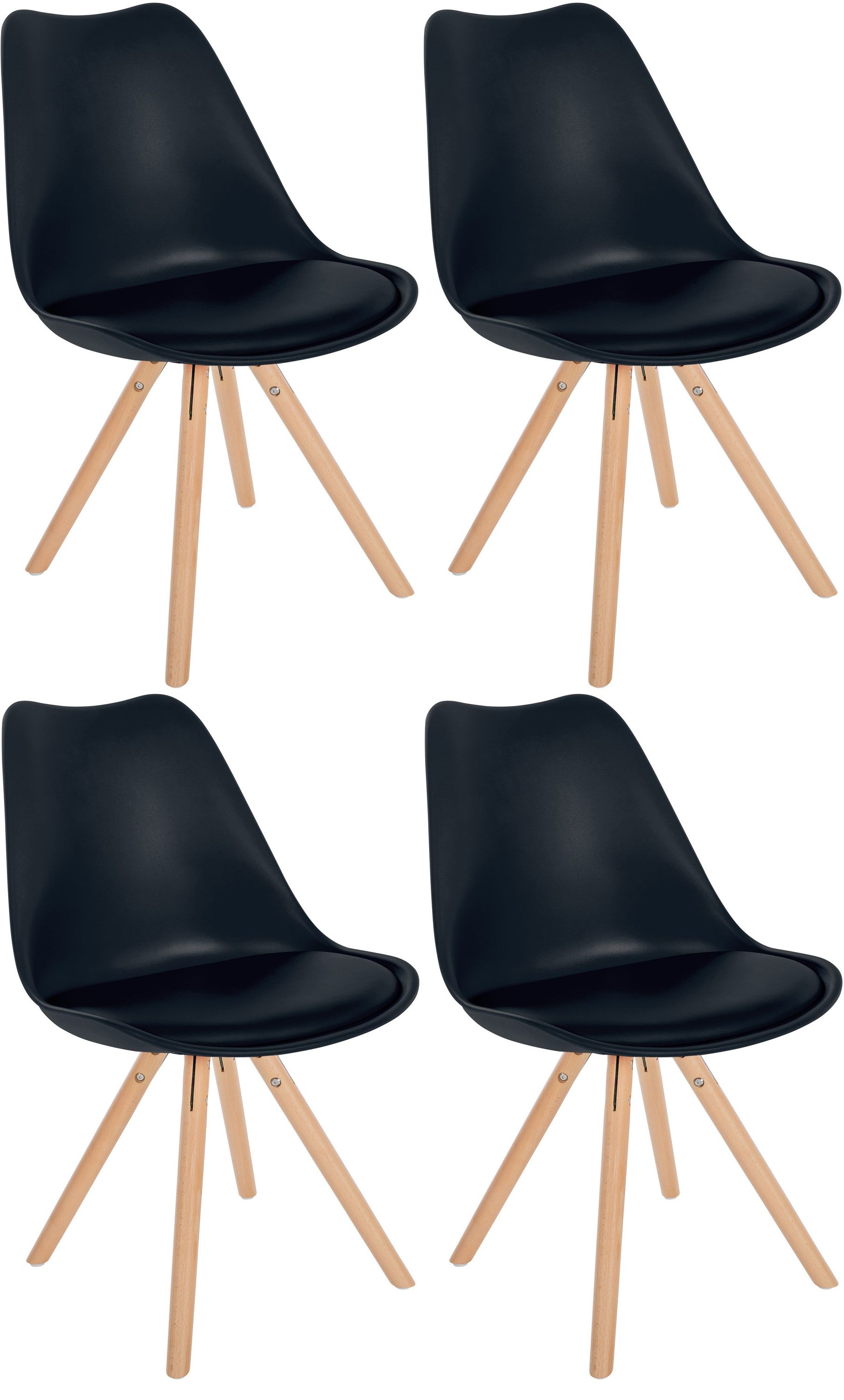 CLP 4er Set St&uuml;hle Sofia Kunststoff I Esszimmerst&uuml;hle Mit Kunstledersitz und Kunststoffschale I Kunststoffst&uuml;hle Mit 4-Fu&szlig; Holzgestell - Bild 1