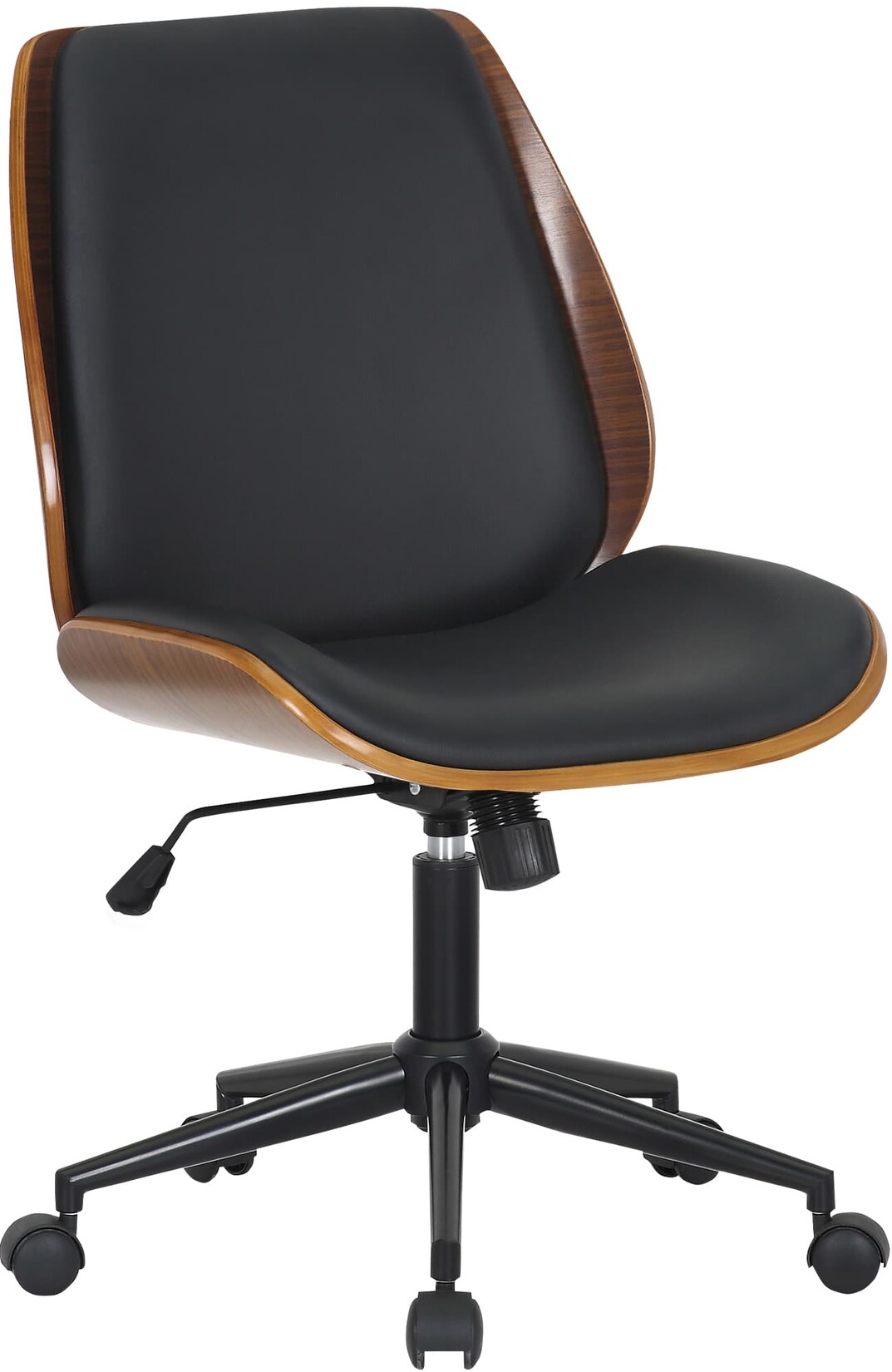 CLP Bürostuhl Ergonomisch Mitch, höhenverstellbarer Schreibtischstuhl für Home Office und Büro, Drehstuhl mit Holzschale mit Wippfunktion