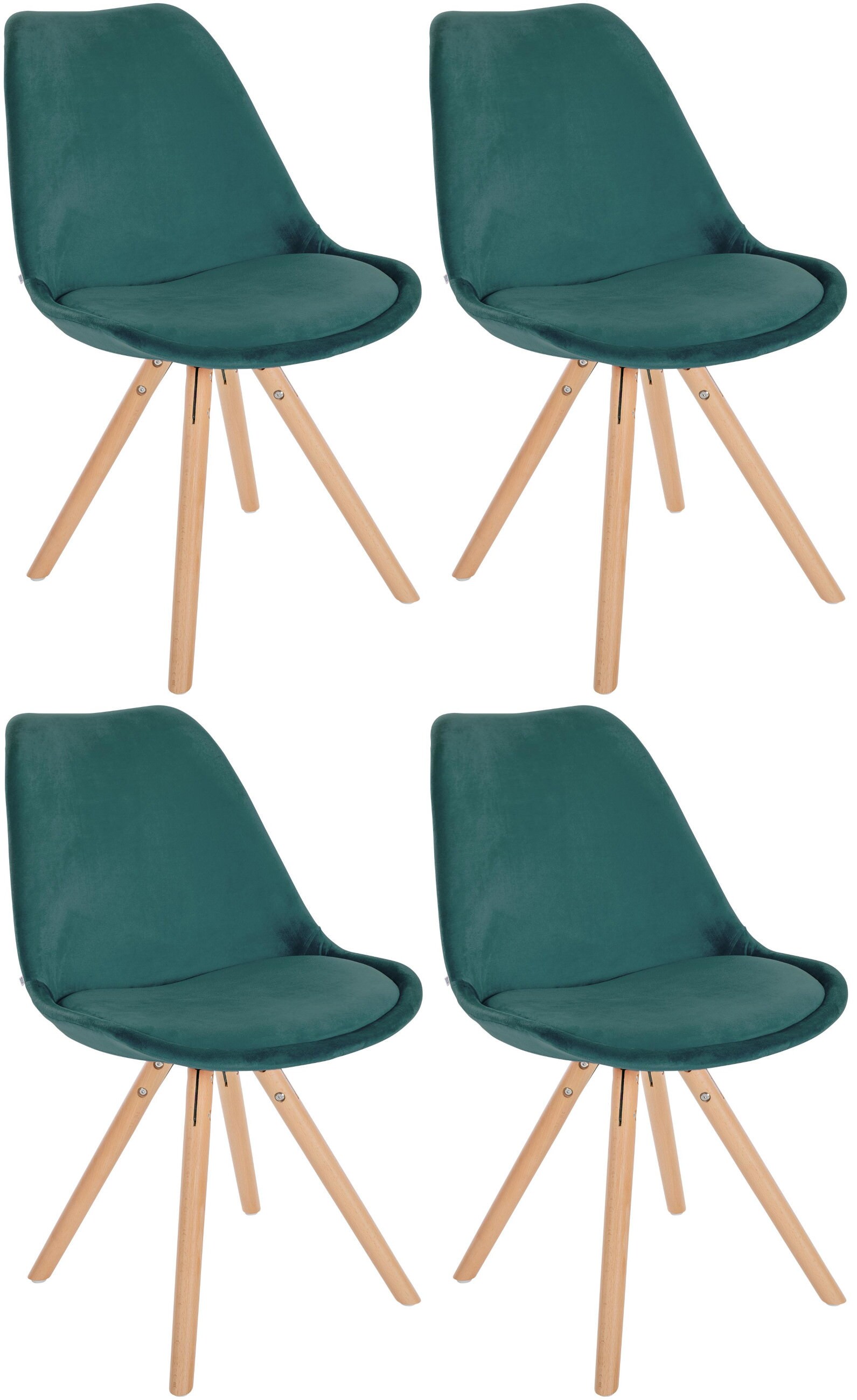 CLP 4er Set St&uuml;hle Sofia mit Samtbezug und hochwertiger Polsterung I Besucherst&uuml;hle mit robustem 4-Fu&szlig; Holzgestell - Bild 1