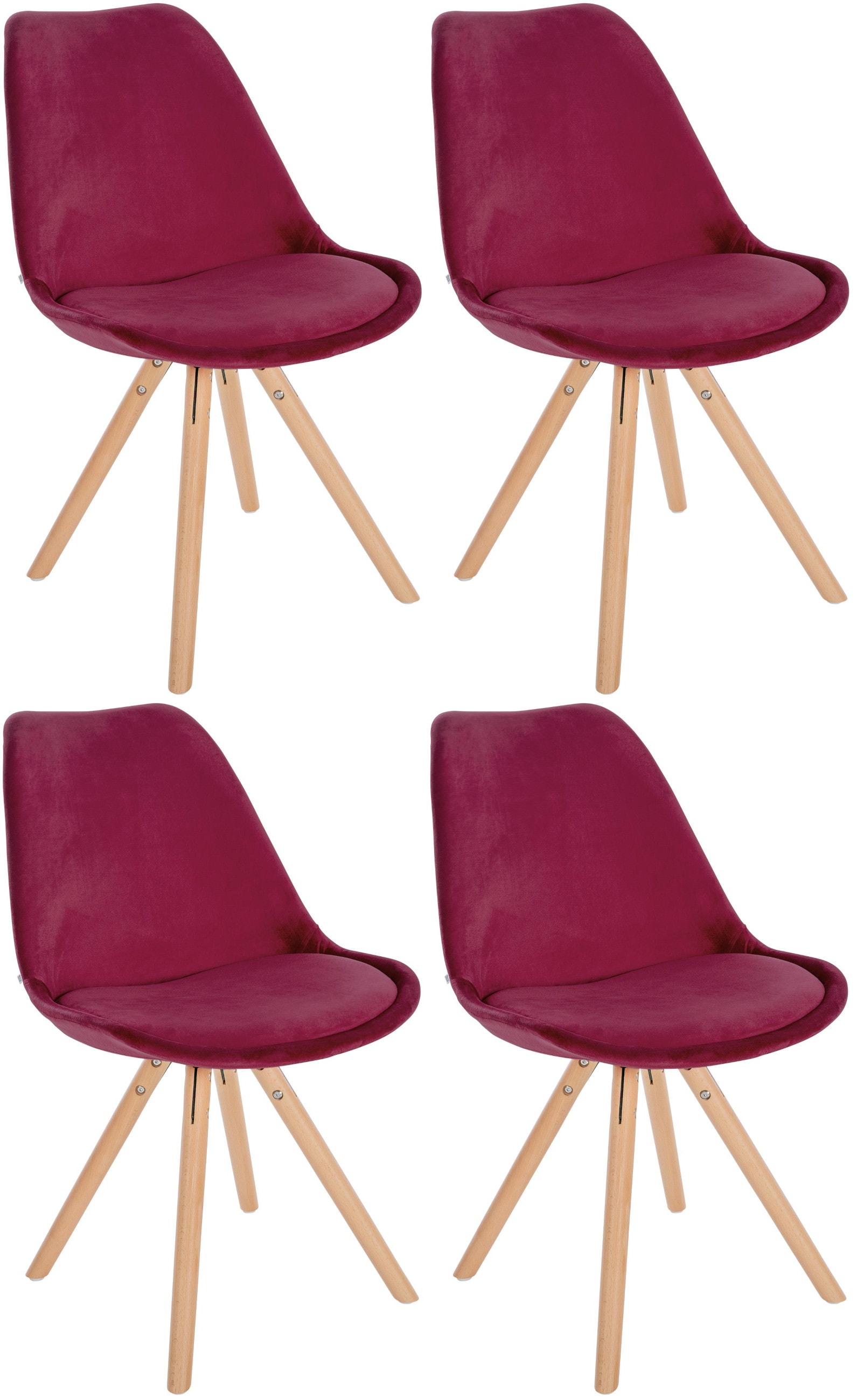 CLP 4er Set St&uuml;hle Sofia mit Samtbezug und hochwertiger Polsterung I Besucherst&uuml;hle mit robustem 4-Fu&szlig; Holzgestell - Bild 1