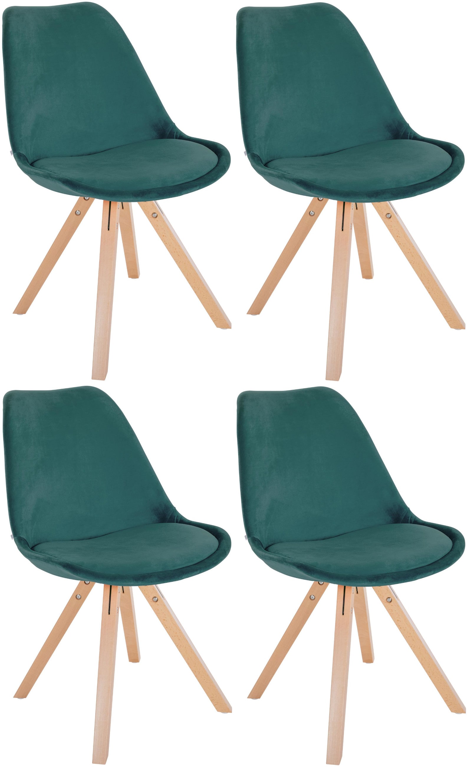 CLP 4er Set St&uuml;hle Sofia mit Samtbezug und hochwertiger Polsterung I Besucherst&uuml;hle mit robustem 4-Fu&szlig; Holzgestell - Bild 1