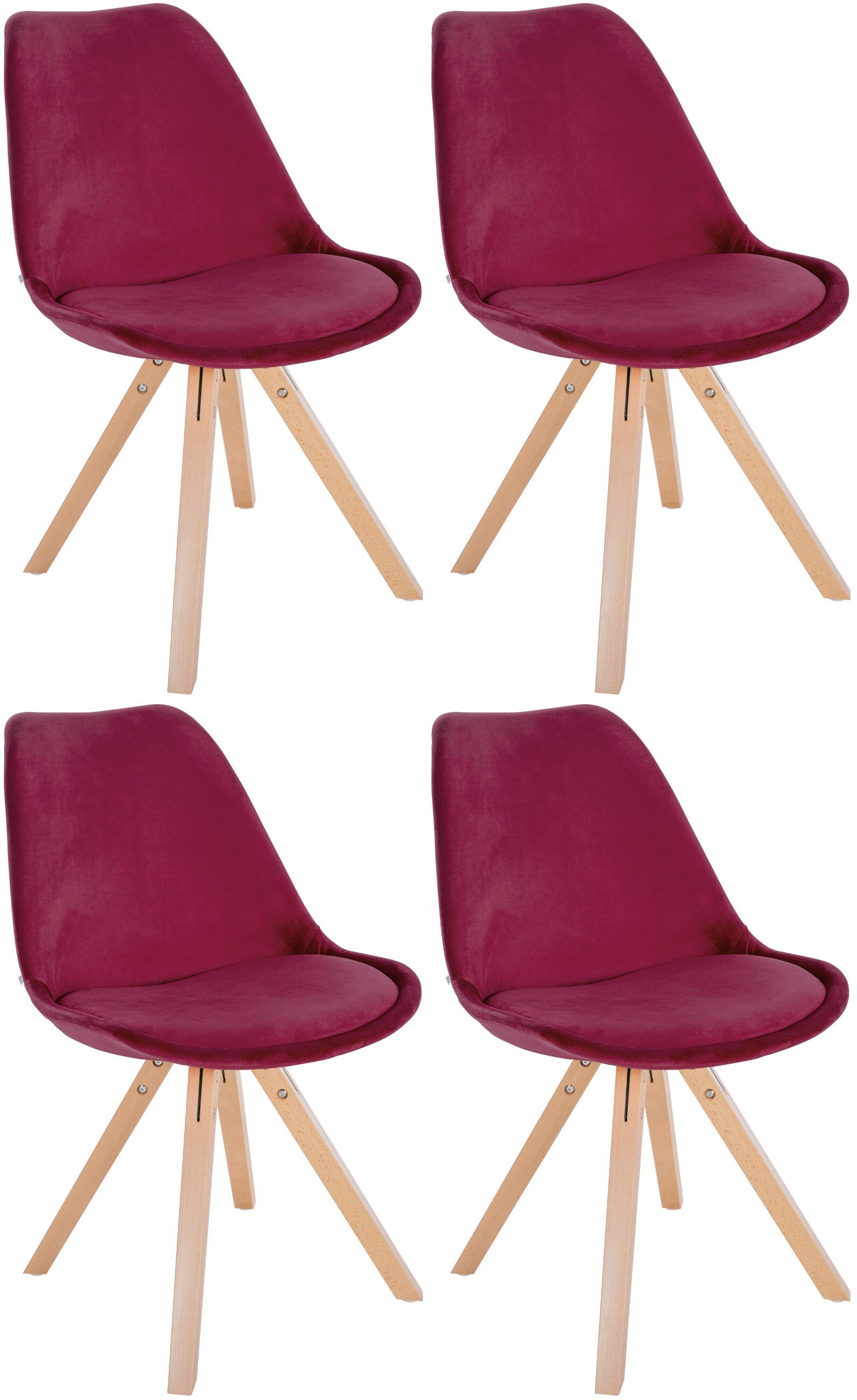 CLP 4er Set St&uuml;hle Sofia mit Samtbezug und hochwertiger Polsterung I Besucherst&uuml;hle mit robustem 4-Fu&szlig; Holzgestell - Bild 1