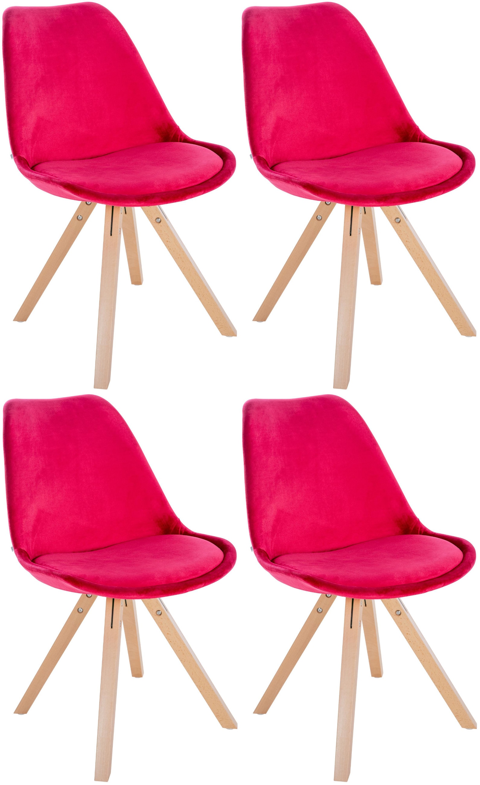 CLP 4er Set St&uuml;hle Sofia mit Samtbezug und hochwertiger Polsterung I Besucherst&uuml;hle mit robustem 4-Fu&szlig; Holzgestell - Bild 1