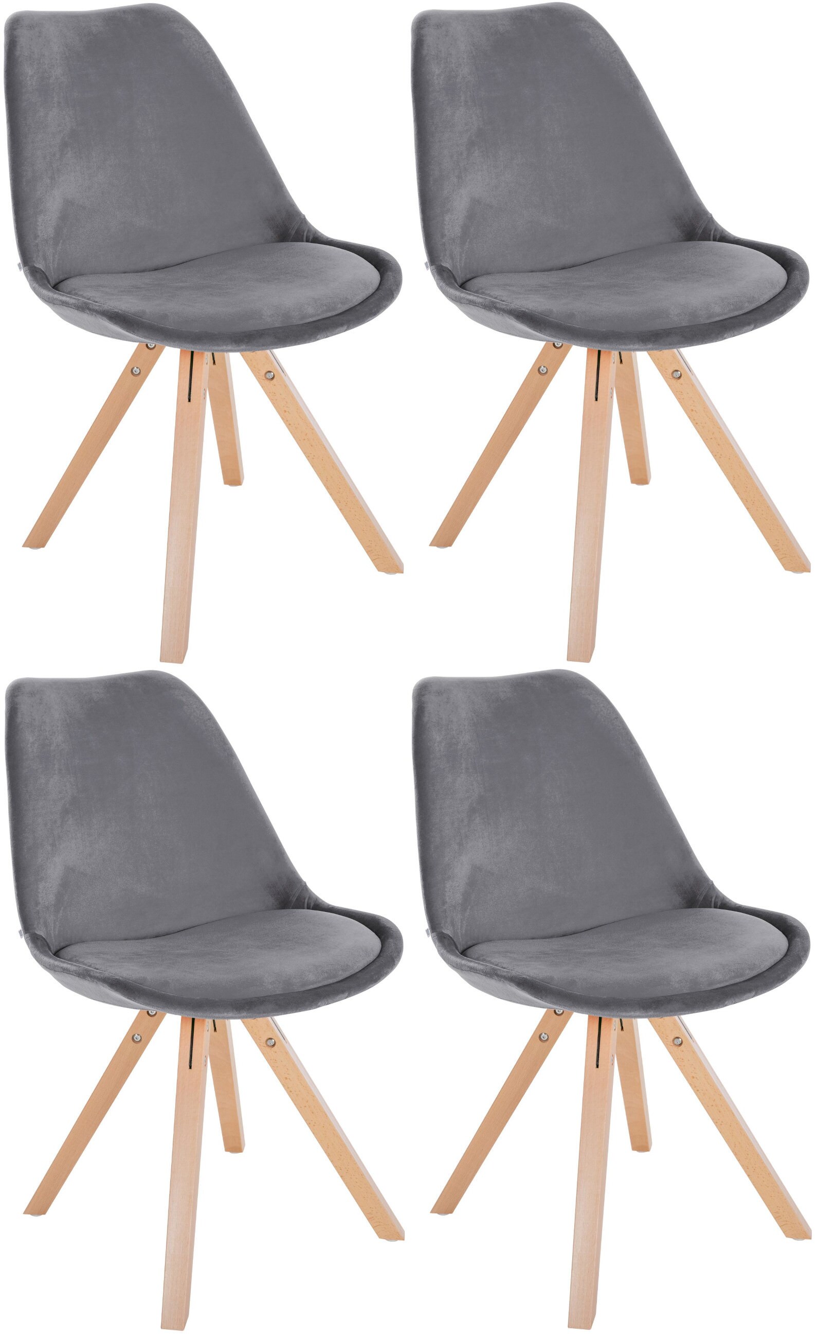 CLP 4er Set St&uuml;hle Sofia mit Samtbezug und hochwertiger Polsterung I Besucherst&uuml;hle mit robustem 4-Fu&szlig; Holzgestell - Bild 1