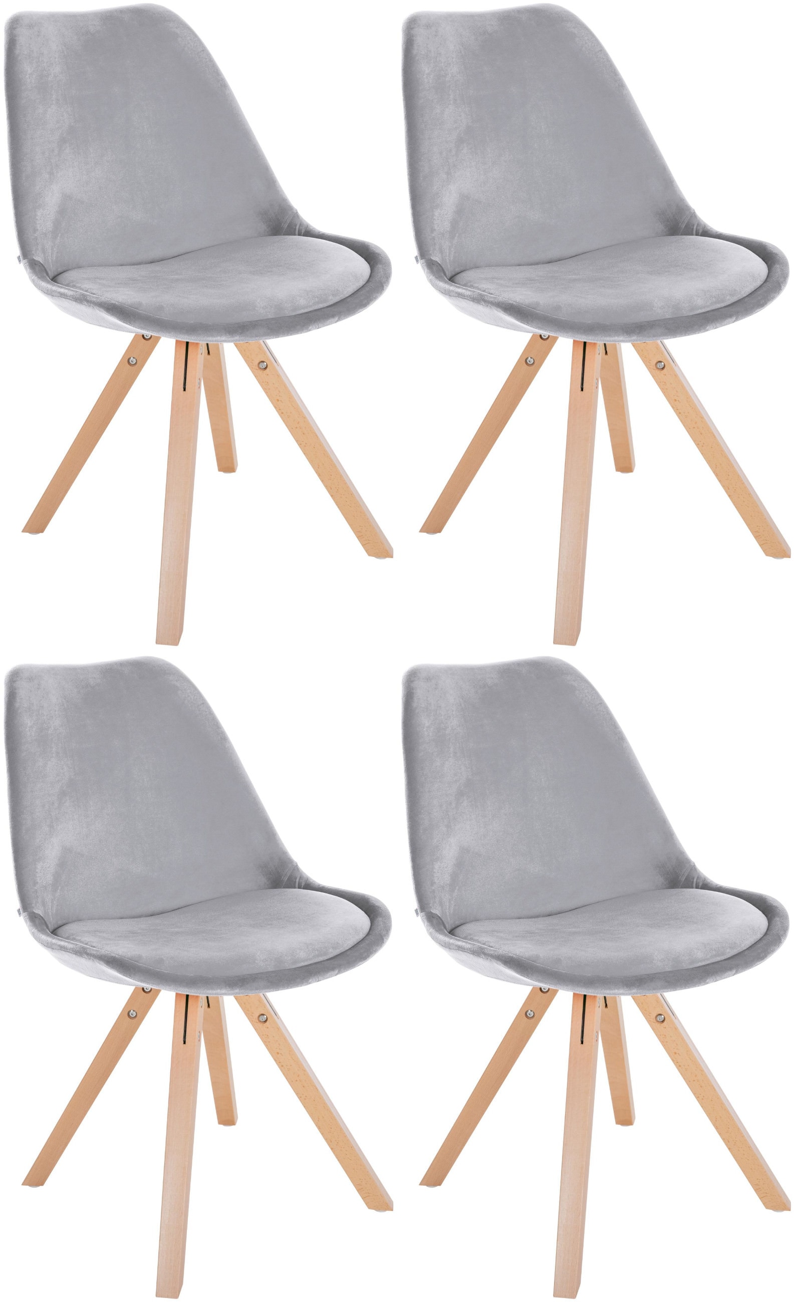 CLP 4er Set St&uuml;hle Sofia mit Samtbezug und hochwertiger Polsterung I Besucherst&uuml;hle mit robustem 4-Fu&szlig; Holzgestell - Bild 1