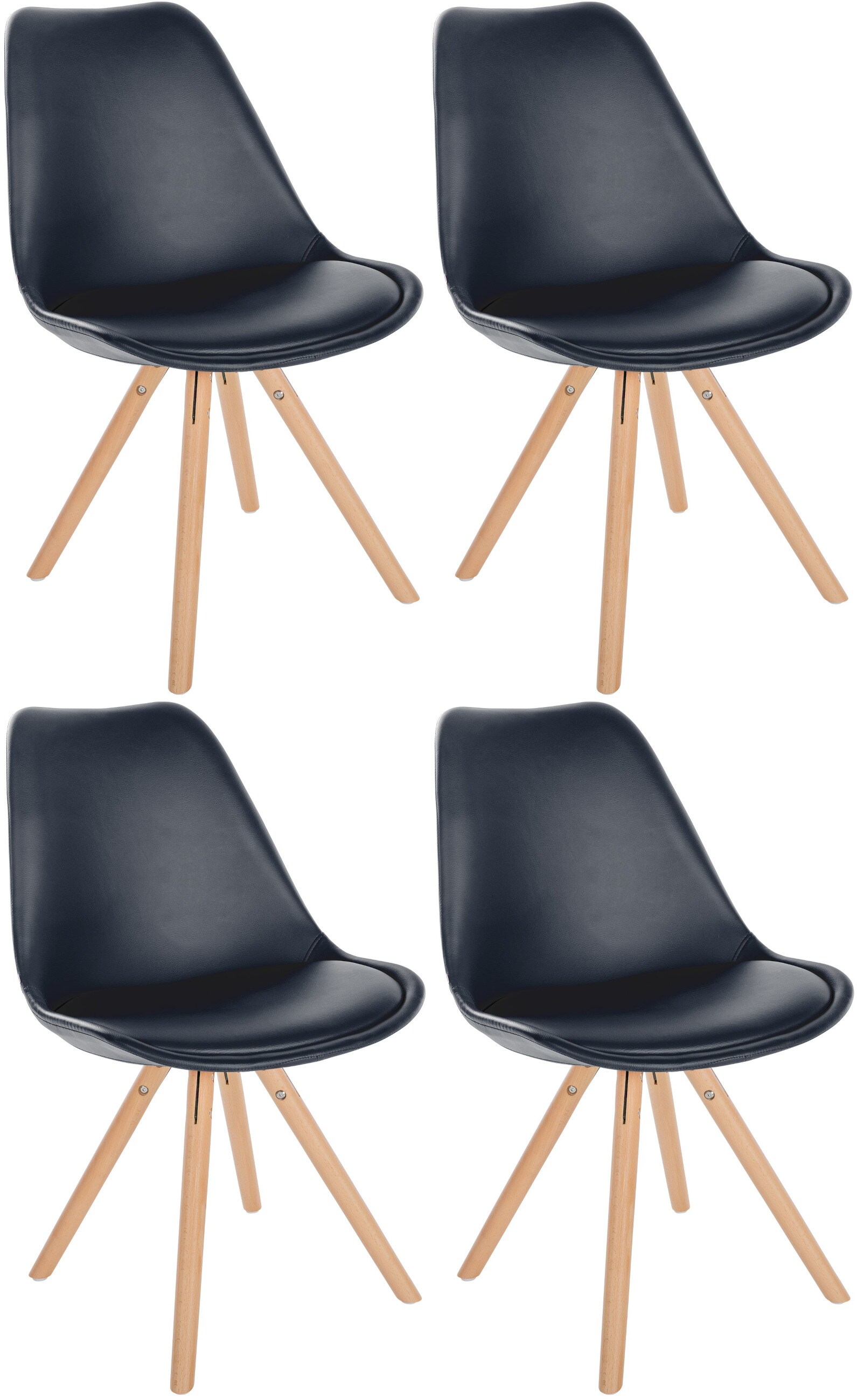 CLP 4er Set St&uuml;hle Sofia Mit Kunstlederbezug Und Hochwertiger Polsterung I Besucherst&uuml;hle Mit Robustem 4-Fu&szlig; Holzgestell - Bild 1