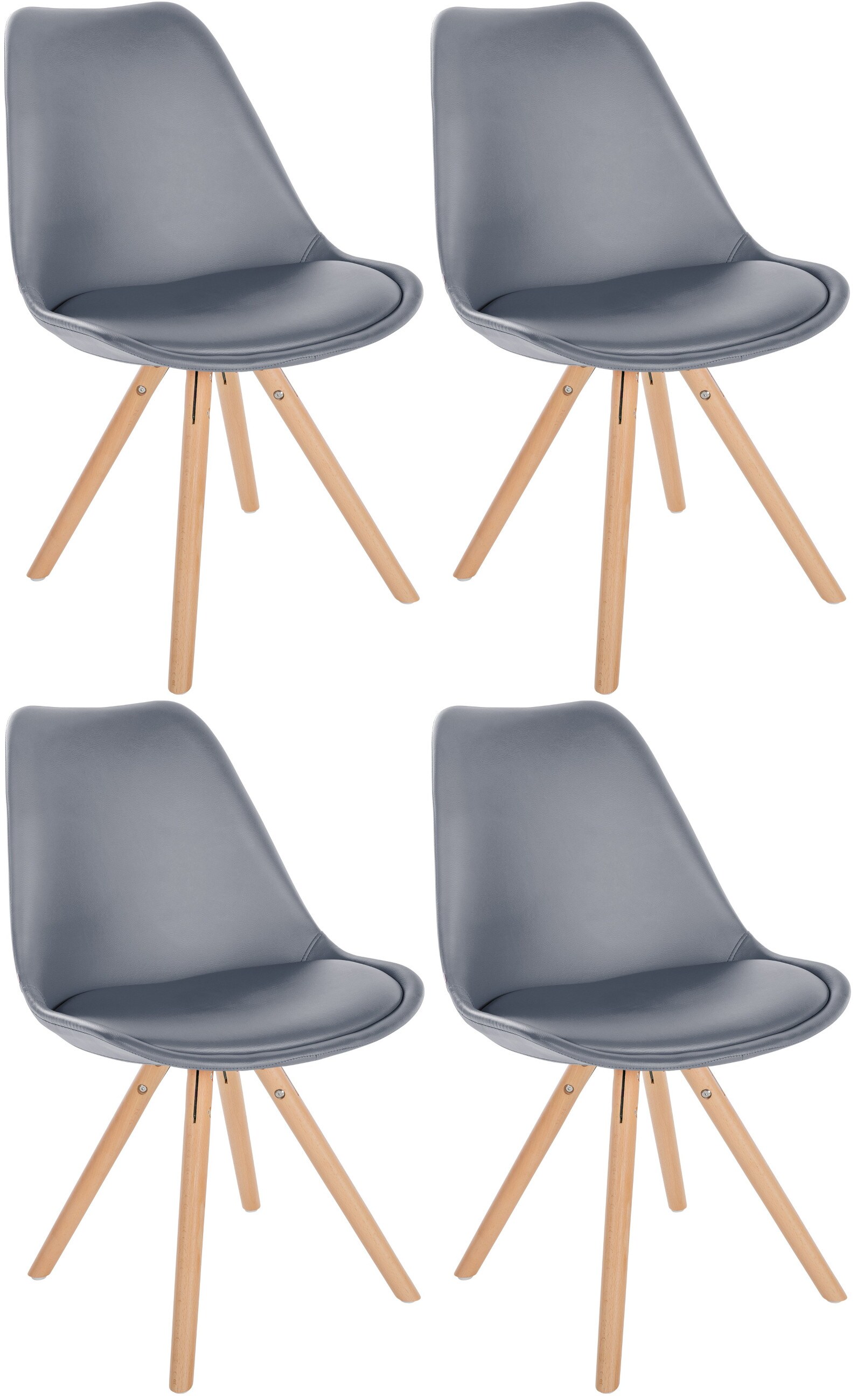 CLP 4er Set St&uuml;hle Sofia Mit Kunstlederbezug Und Hochwertiger Polsterung I Besucherst&uuml;hle Mit Robustem 4-Fu&szlig; Holzgestell - Bild 1