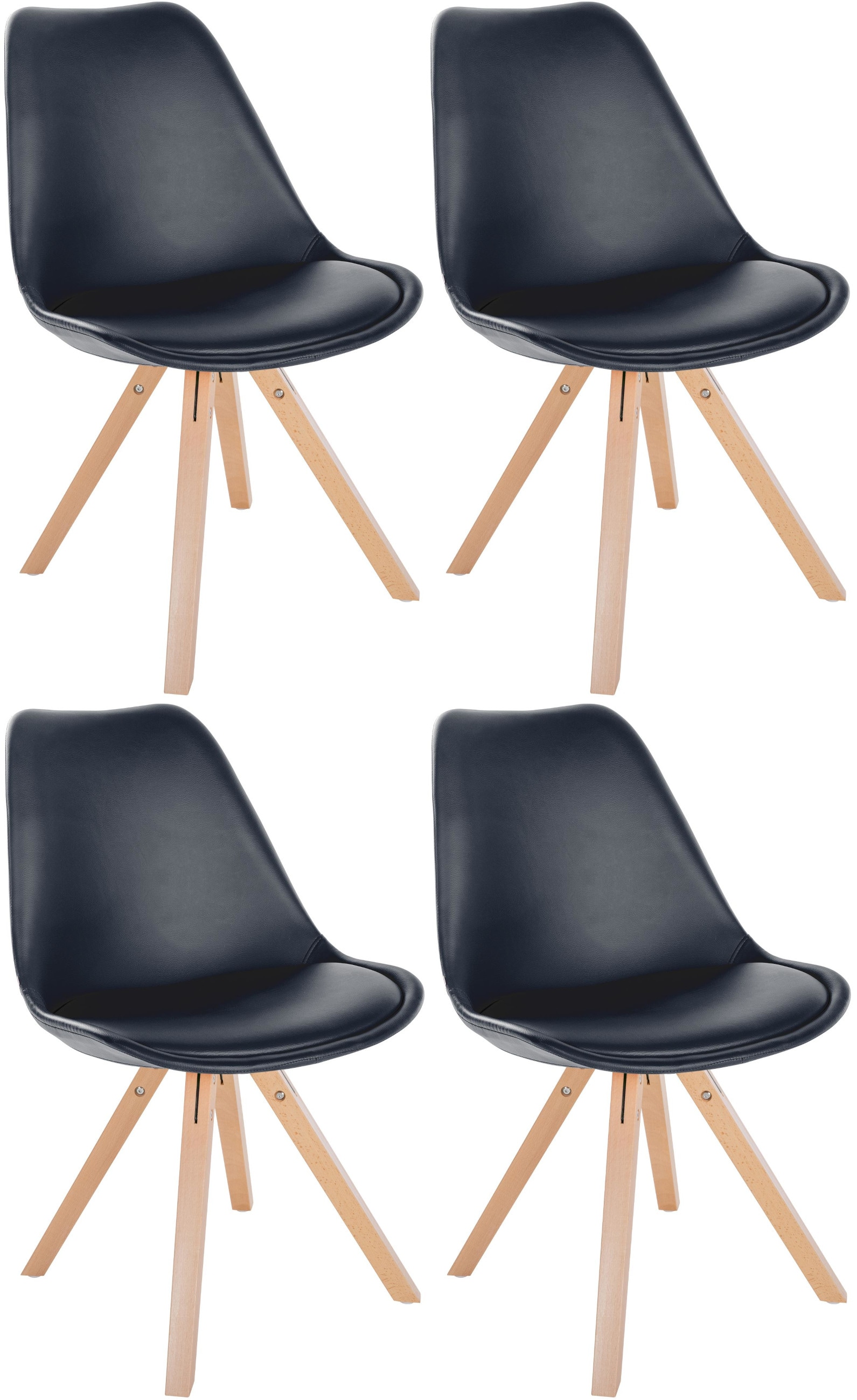 CLP 4er Set St&uuml;hle Sofia Mit Kunstlederbezug Und Hochwertiger Polsterung I Besucherst&uuml;hle Mit Robustem 4-Fu&szlig; Holzgestell - Bild 1