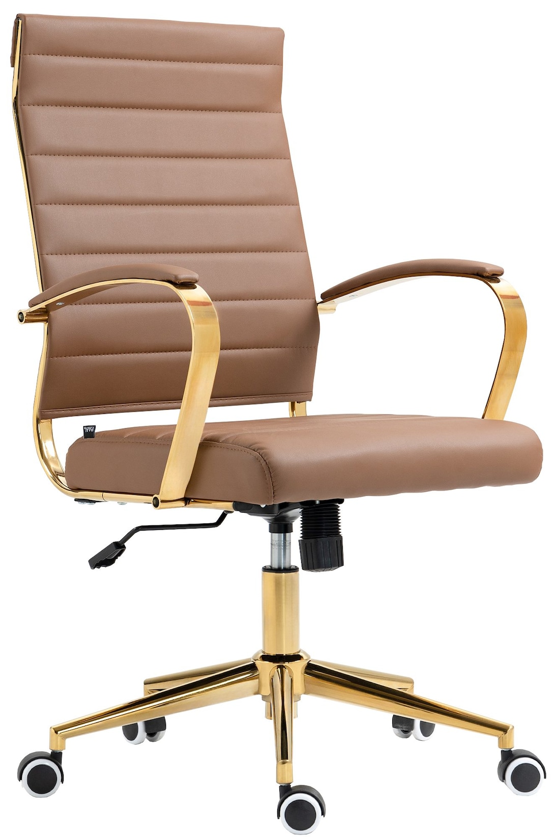 CLP Ergonomischer Bürostuhl Havanna Kunstleder I Höhenverstellbarer Schreibtischstuhl Mit Metall-Gestell In Gold-Optik I 360 Grad Drehbar