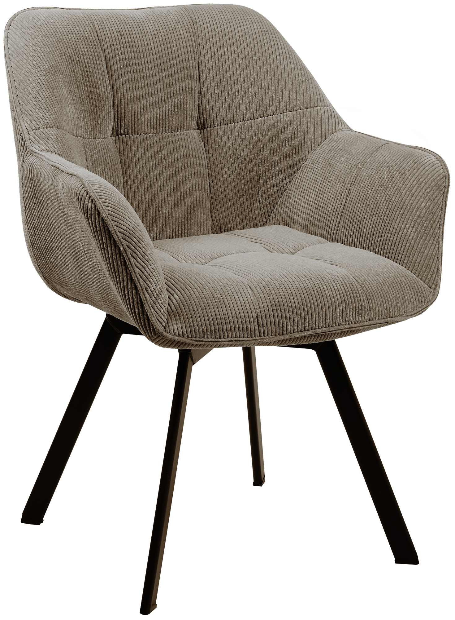 CLP Esszimmerstuhl ergonomisch Jordi Cord, drehbar mit Armlehnen, Polstersessel, 4-Fu&szlig;-Metallgestell, bis 150 kg, mit Bodenschonern - Bild 1