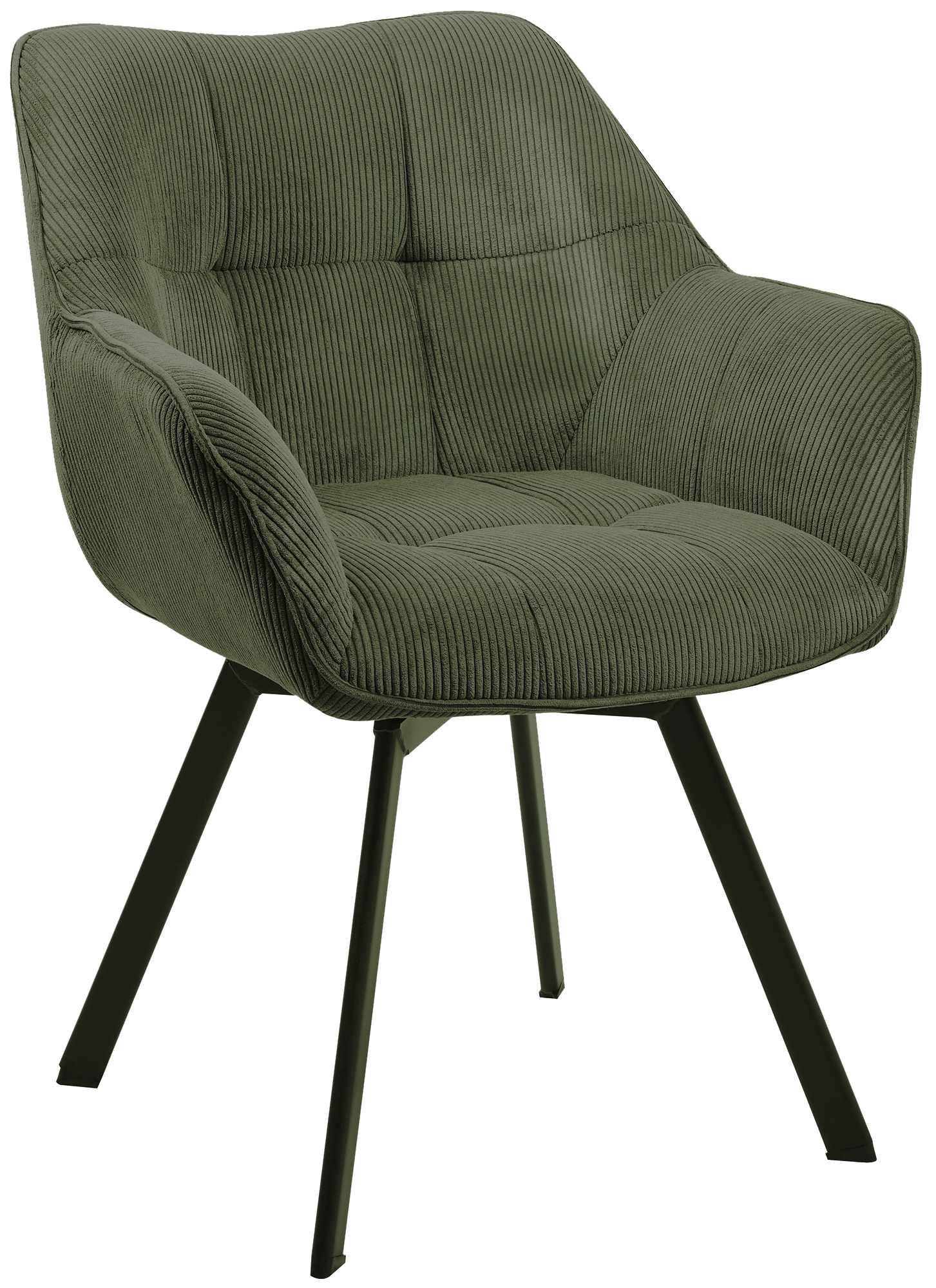 CLP Esszimmerstuhl ergonomisch Jordi Cord, drehbar mit Armlehnen, Polstersessel, 4-Fu&szlig;-Metallgestell, bis 150 kg, mit Bodenschonern - Bild 1