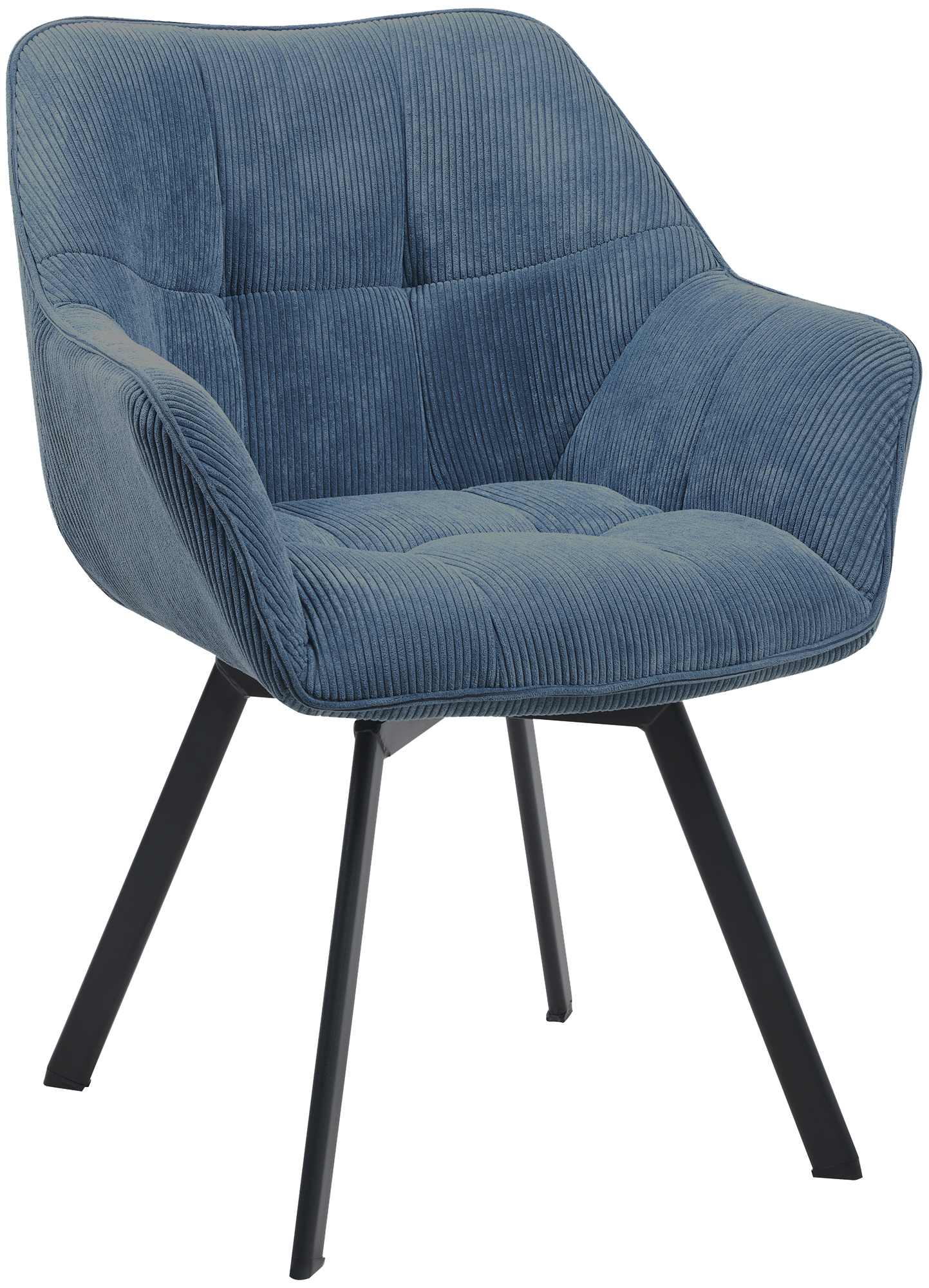 CLP Esszimmerstuhl ergonomisch Jordi Cord, drehbar mit Armlehnen, Polstersessel, 4-Fu&szlig;-Metallgestell, bis 150 kg, mit Bodenschonern - Bild 1