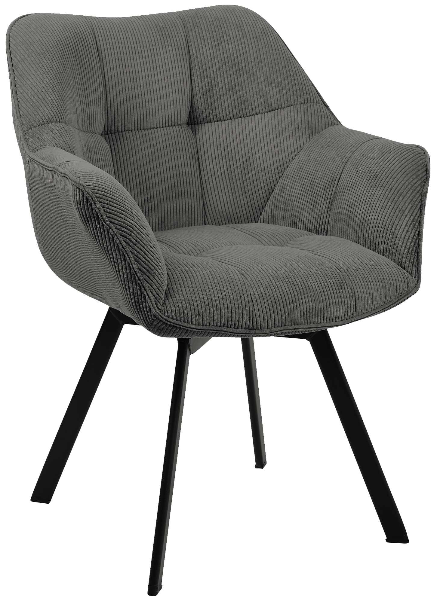 CLP Esszimmerstuhl ergonomisch Jordi Cord, drehbar mit Armlehnen, Polstersessel, 4-Fu&szlig;-Metallgestell, bis 150 kg, mit Bodenschonern - Bild 1