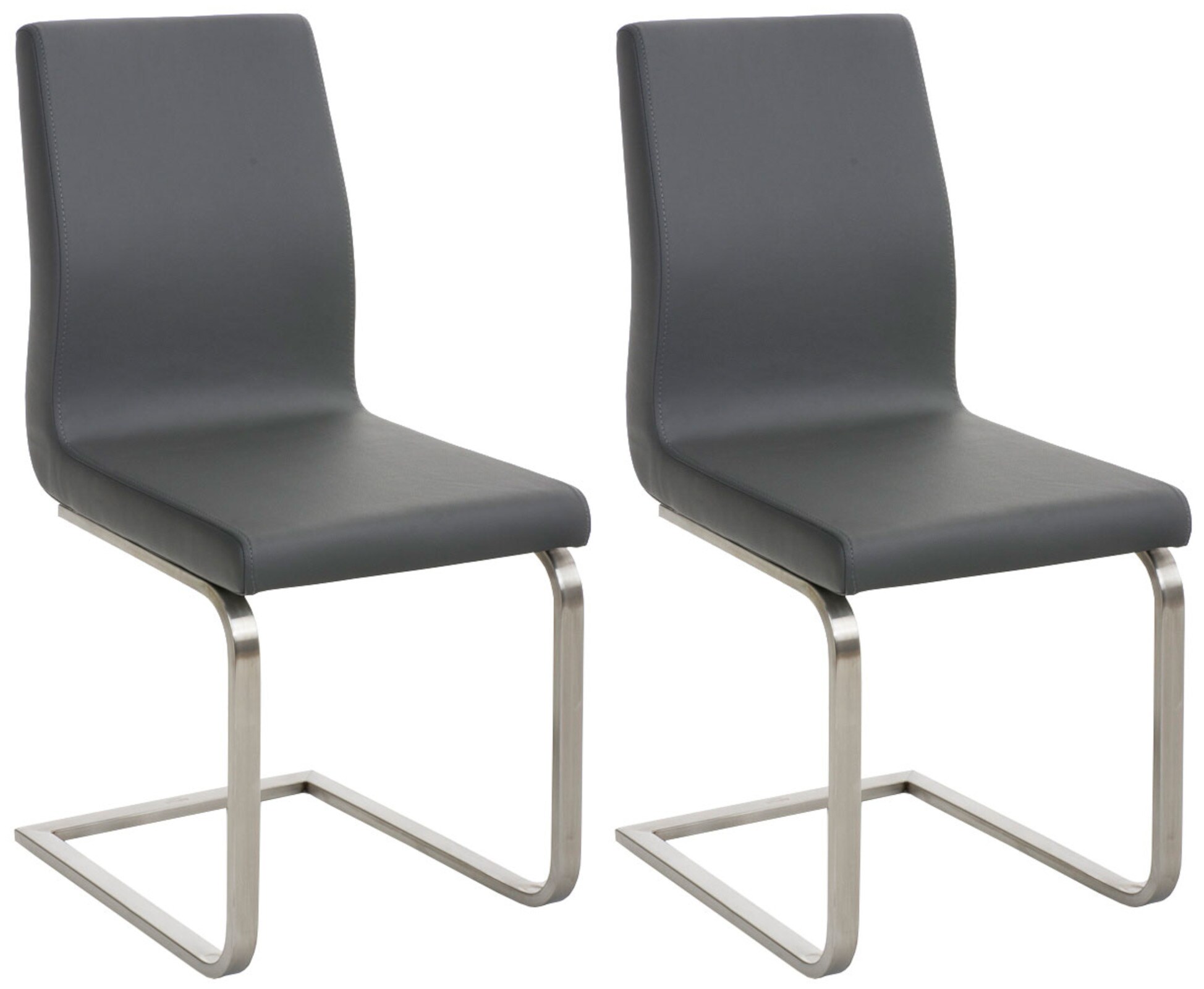 CLP 2er Set Esszimmerst&uuml;hle Belfort, Freischwinger mit Polsterung, Kunstlederbezug, Edelstahlgestell, K&uuml;chenstuhl modern - Bild 1