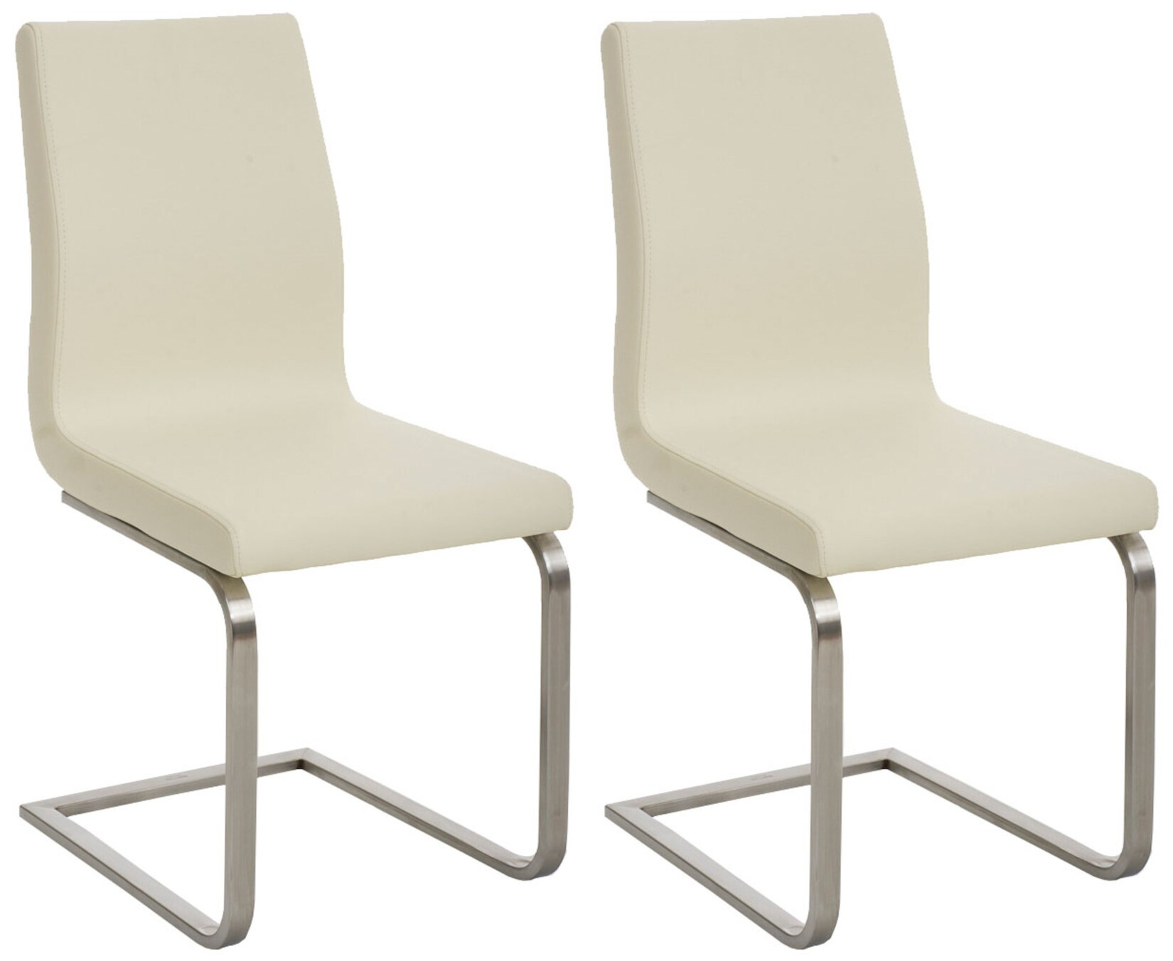 CLP 2er Set Esszimmerstühle Belfort, Freischwinger mit Polsterung, Kunstlederbezug, Edelstahlgestell, Küchenstuhl modern