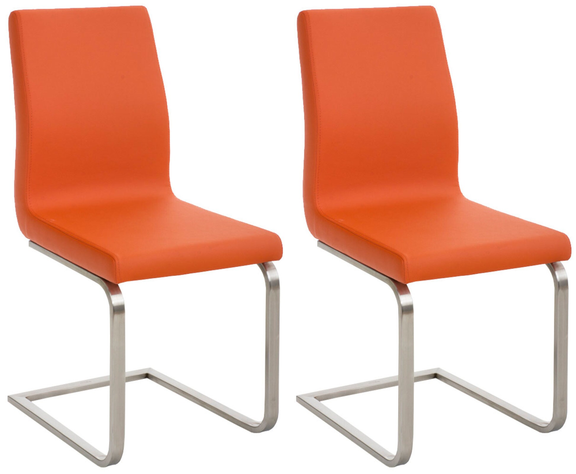 CLP 2er Set Esszimmerst&uuml;hle Belfort, Freischwinger mit Polsterung, Kunstlederbezug, Edelstahlgestell, K&uuml;chenstuhl modern - Bild 1