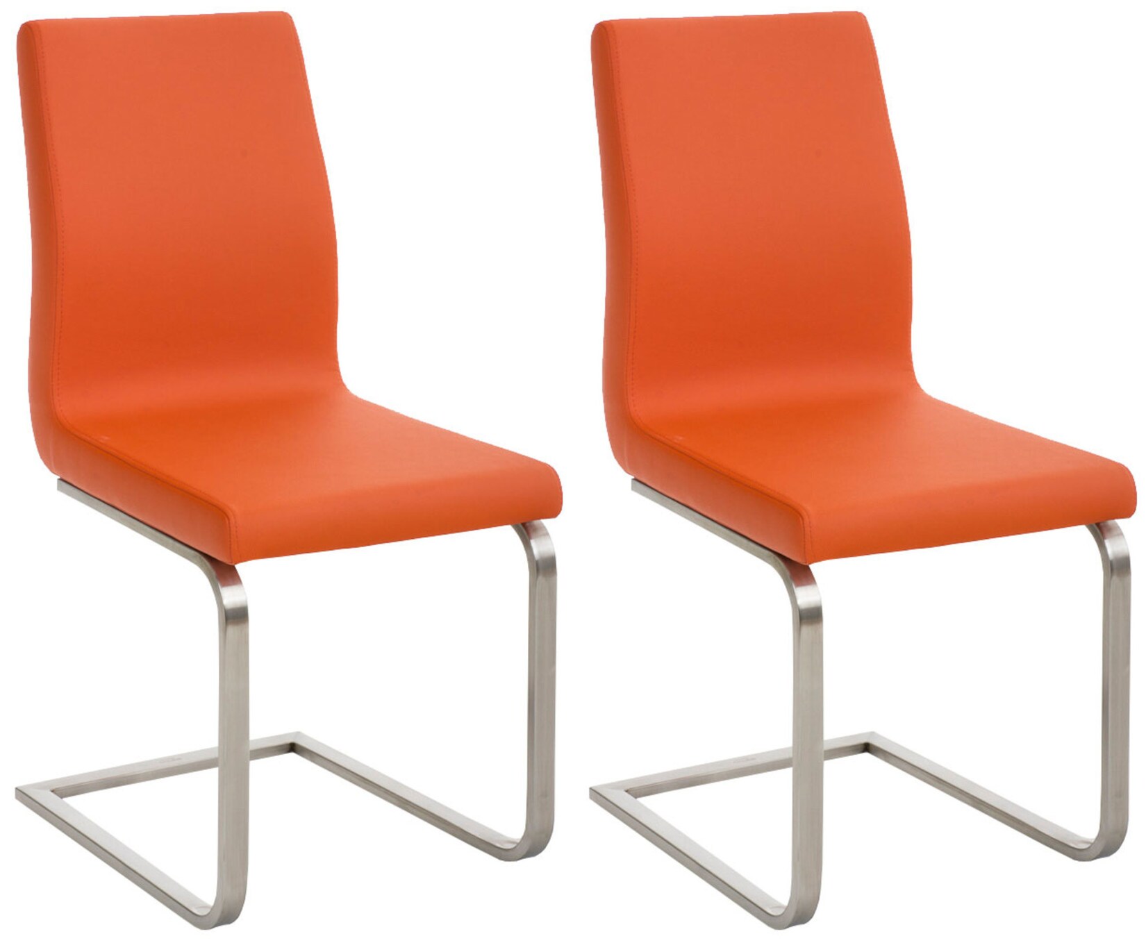 CLP 2er Set Esszimmerstühle Belfort, Freischwinger mit Polsterung, Kunstlederbezug, Edelstahlgestell, Küchenstuhl modern | 04251756496715