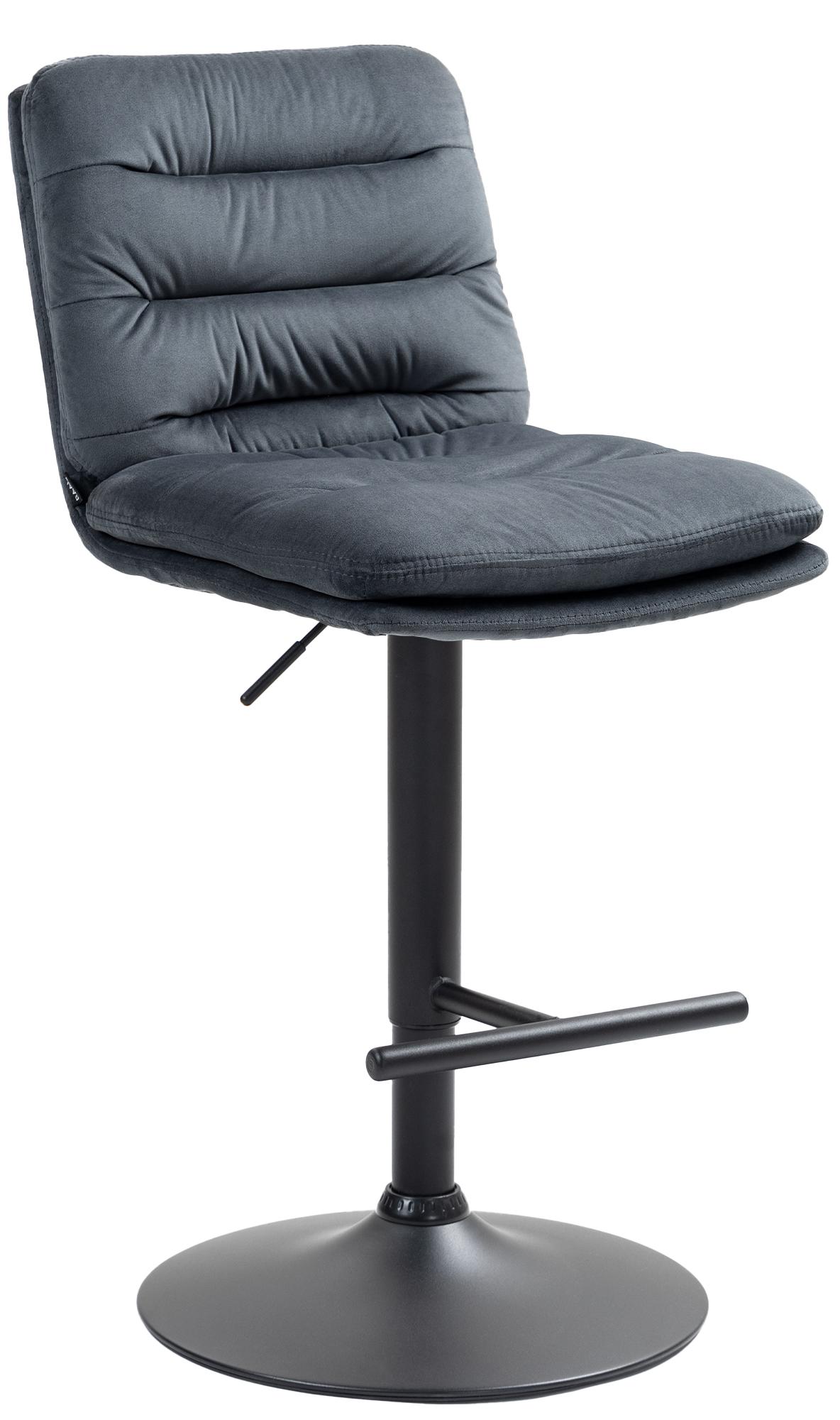 CLP Barhocker Damar mit Samtbezug I Barstuhl h&ouml;henverstellbar und drehbar I gepolsterter Tresenhocker mit Fu&szlig;st&uuml;tze und R&uuml;ckenlehne - Bild 1